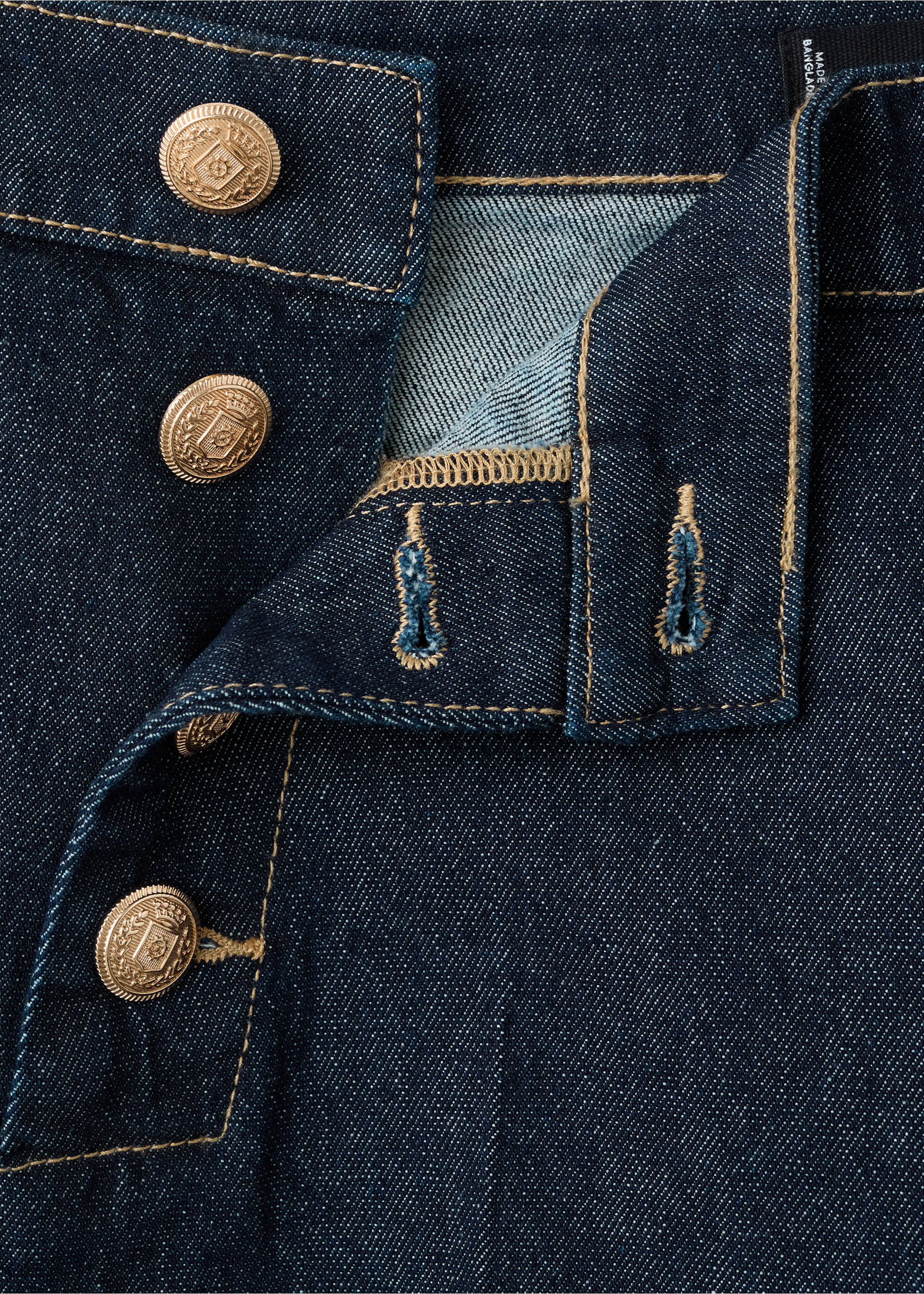 Wide-leg jeans with side buttons - Details of the article 8, Open Blue. Ref: 27047152-00.