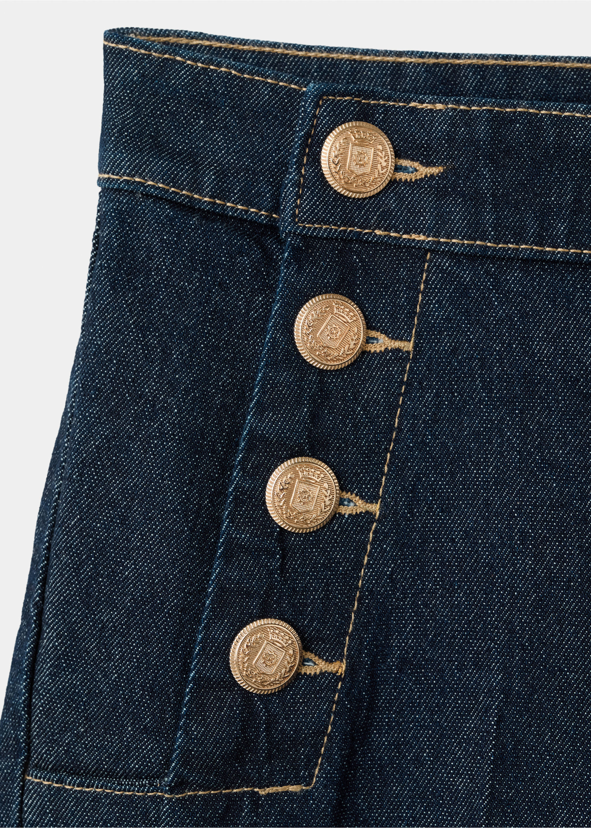 Wide-leg jeans with side buttons - Details of the article 0, Open Blue. Ref: 27047152-00.