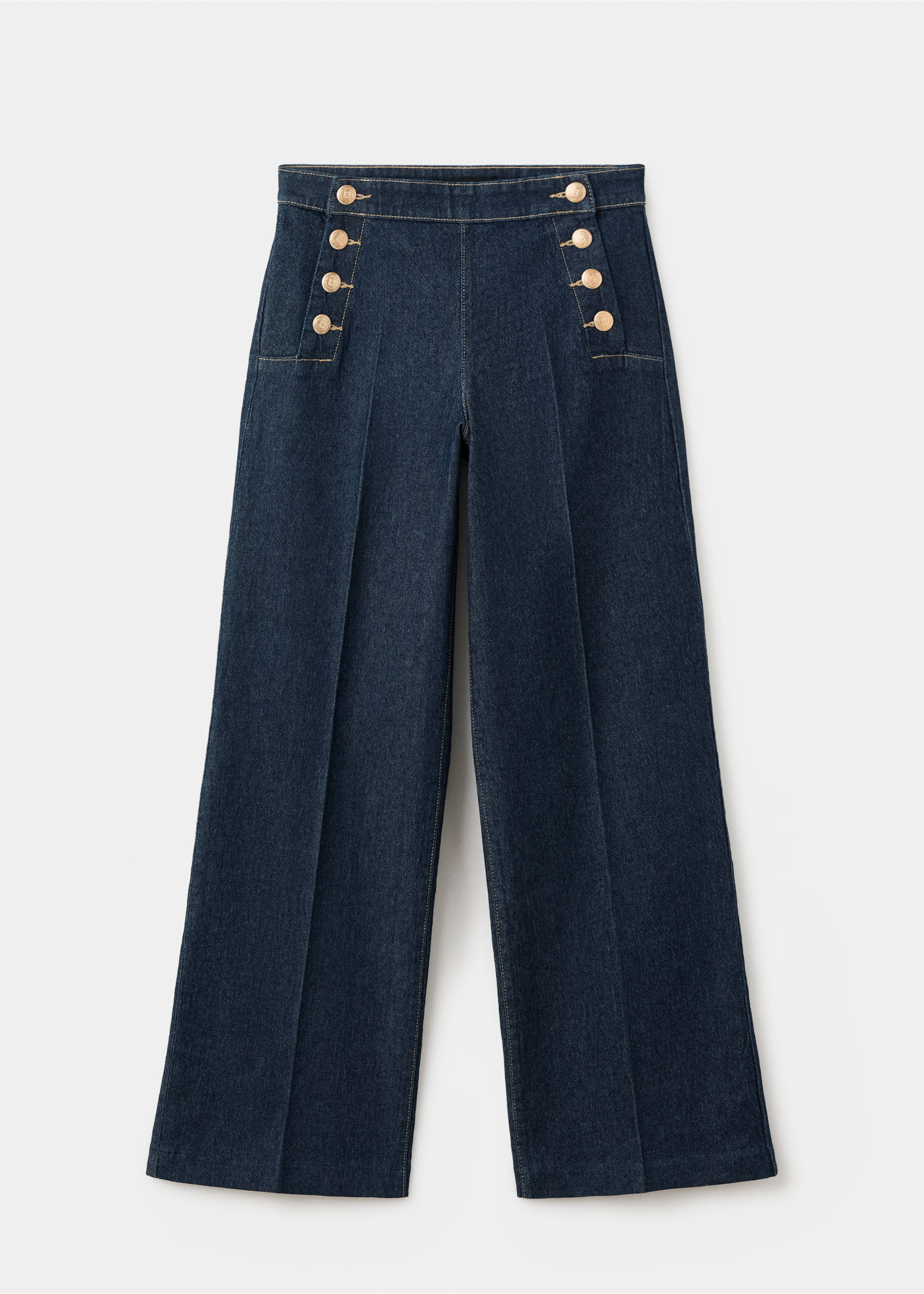 Wide-leg jeans with side buttons - Article without model, Open Blue. Ref: 27047152-00.