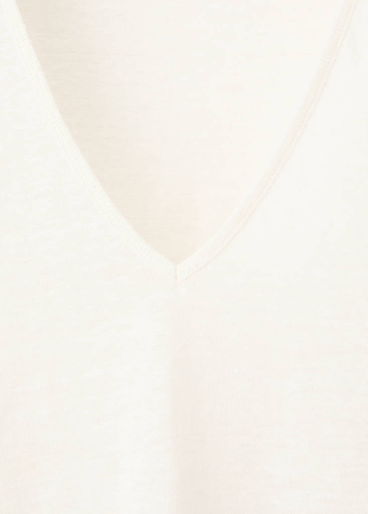 V-neck linen t-shirt — Off White