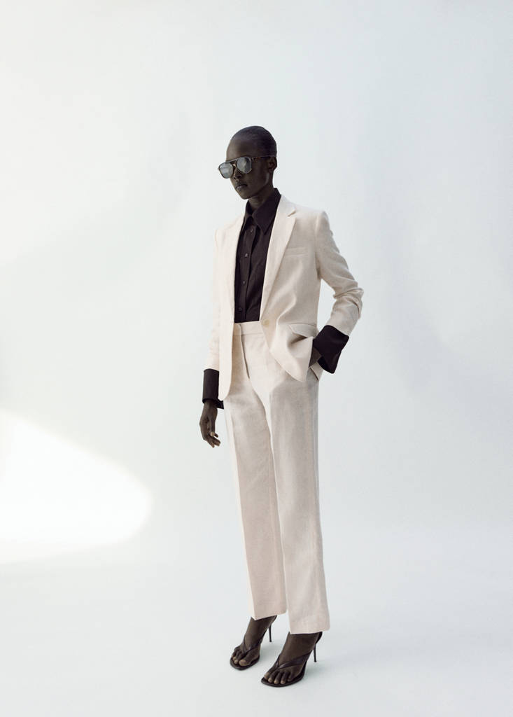 Linen suit trousers — Ecru