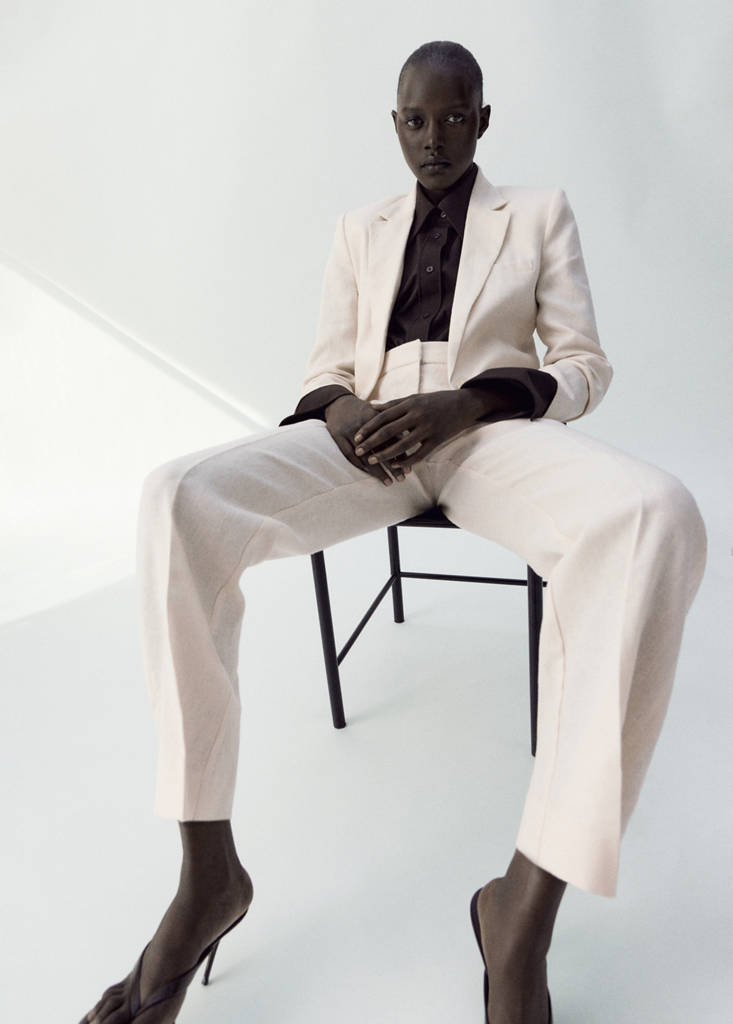 Linen suit trousers — Ecru