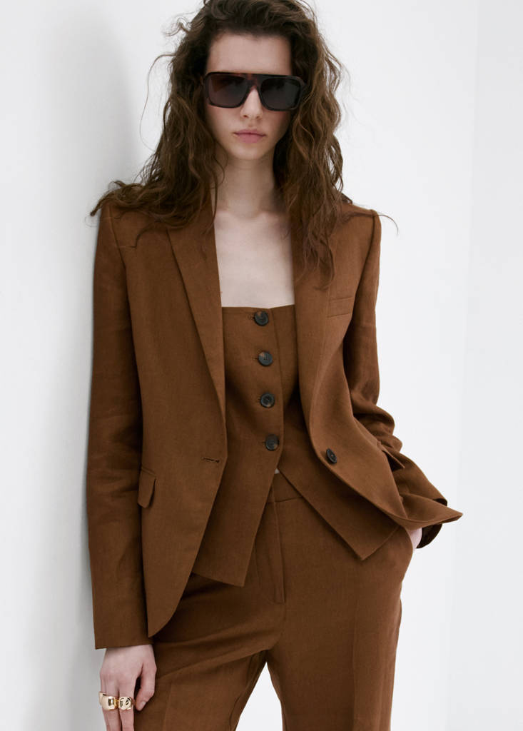 Linen suit trousers — Brown