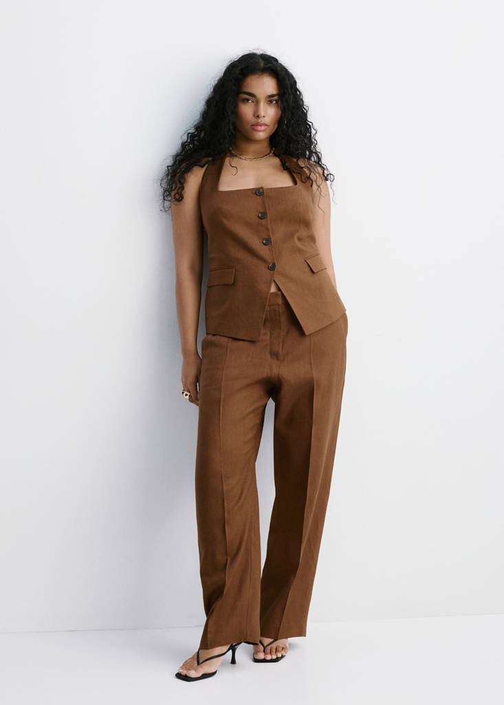 Linen suit trousers — Brown