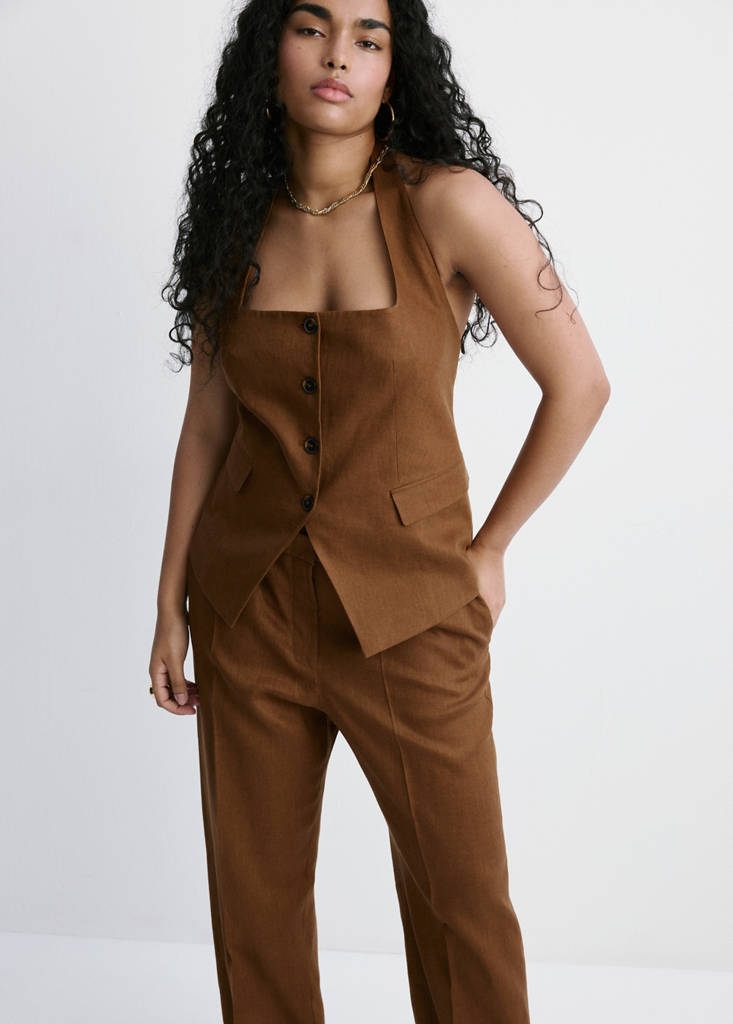 Linen suit trousers — Brown
