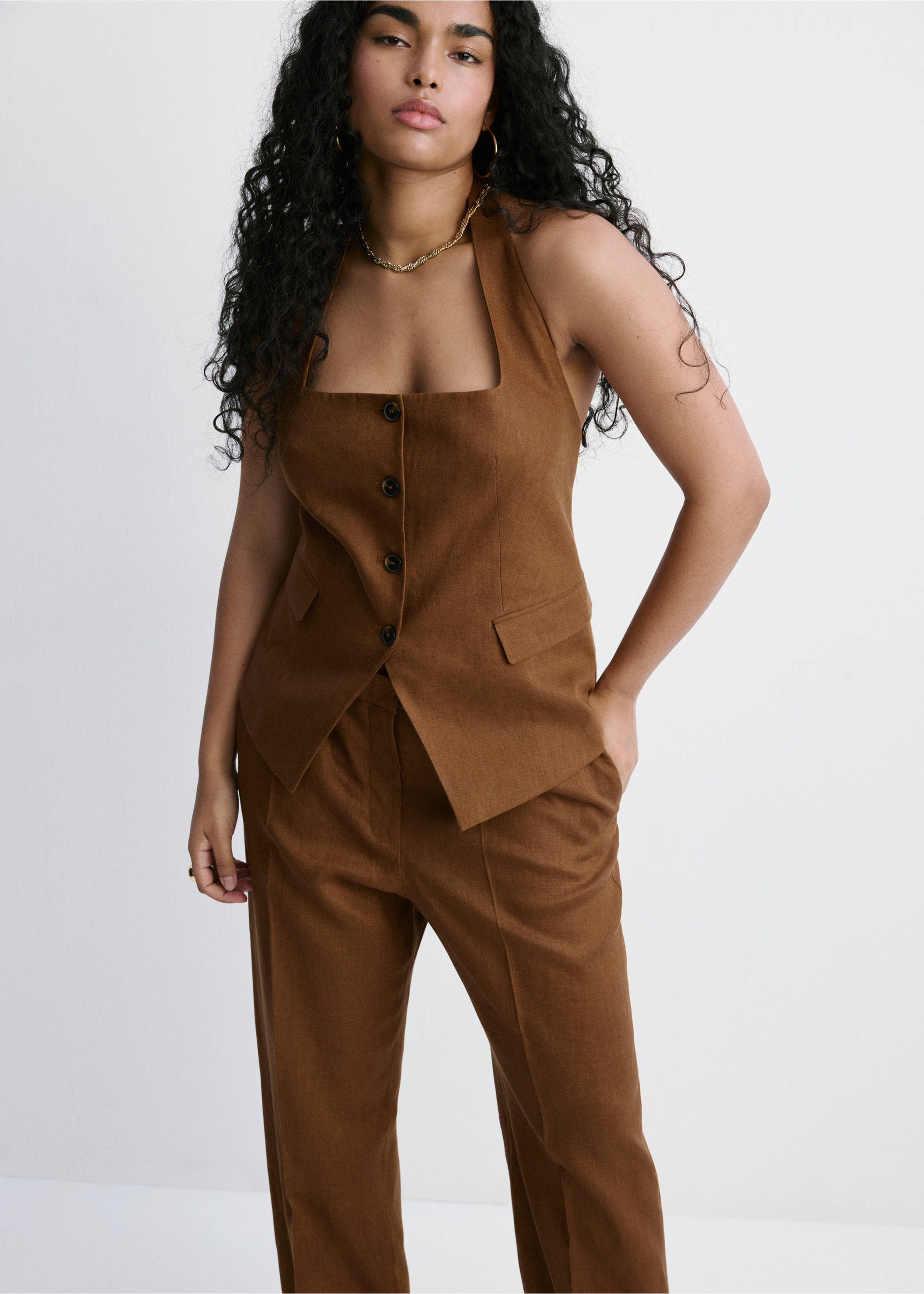 Keten pantolon takım - Ürün detayı 5, Kahverengi. Ref: 27047156-00.