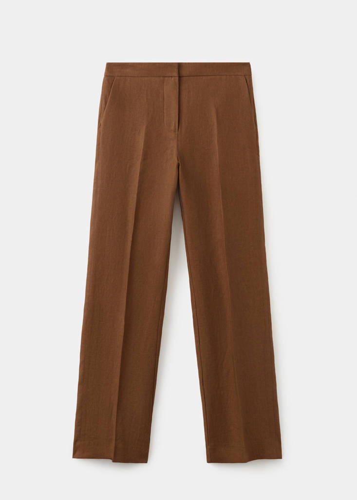Linen suit trousers — Brown
