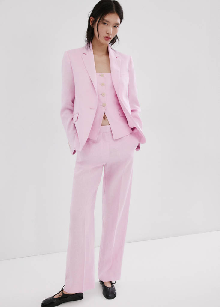 Linen suit trousers — Pink
