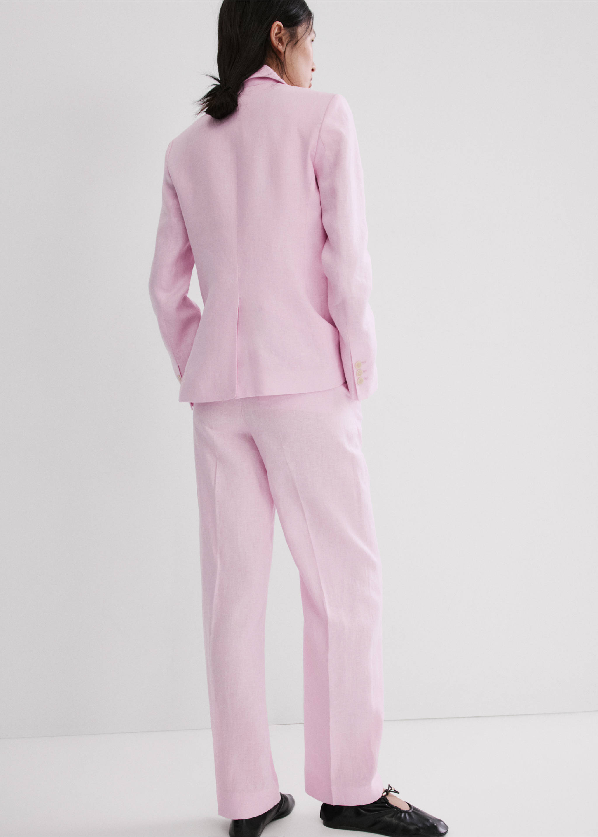 Pantalon de costume lin - Verso de l’article, Rose. Ref: 27047156-00.
