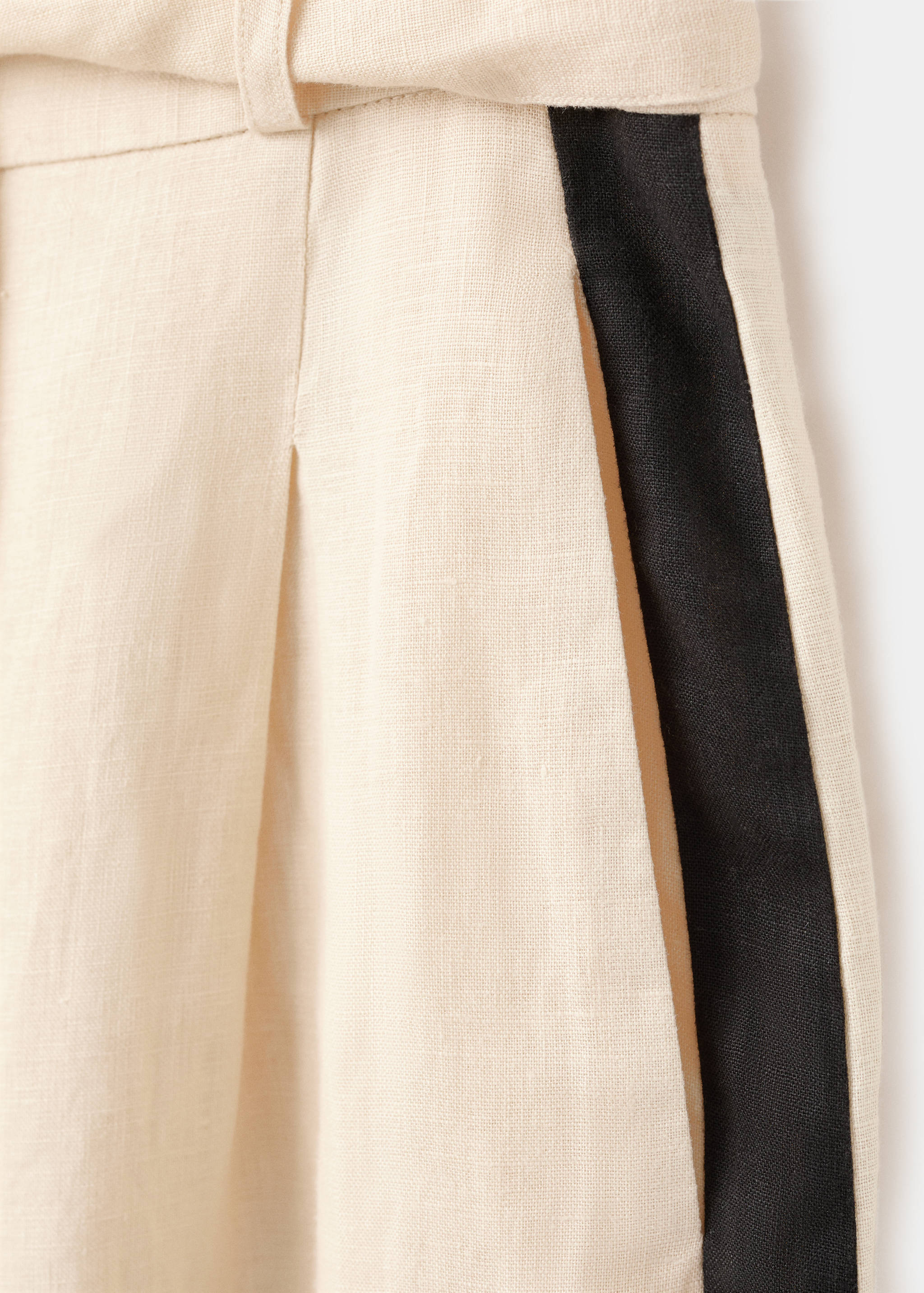 Contrast stripe linen trousers - Details of the article 0