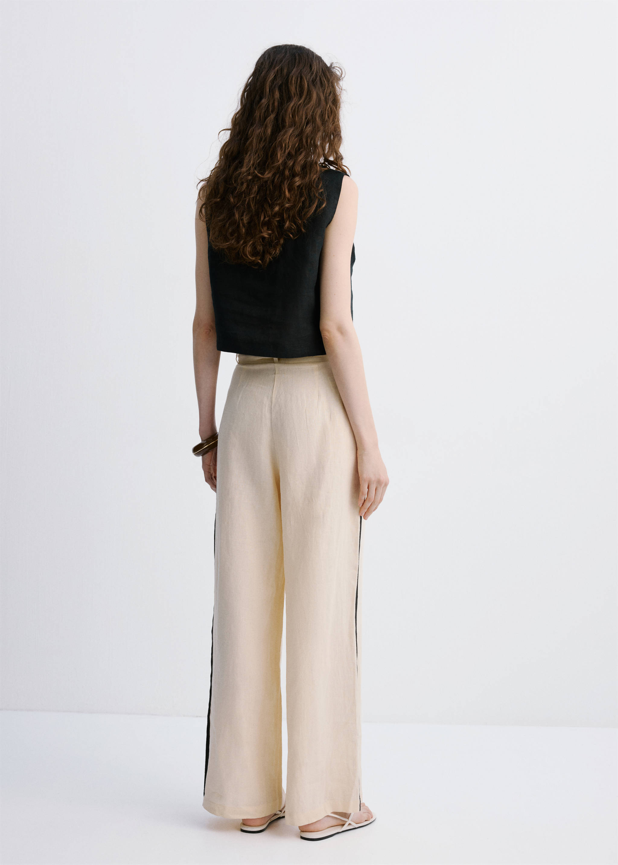 Contrast stripe linen trousers - Reverse of the article
