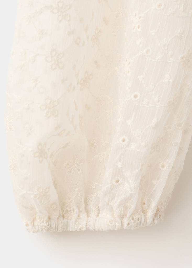 Ruffled embroidered blouse — Ecru