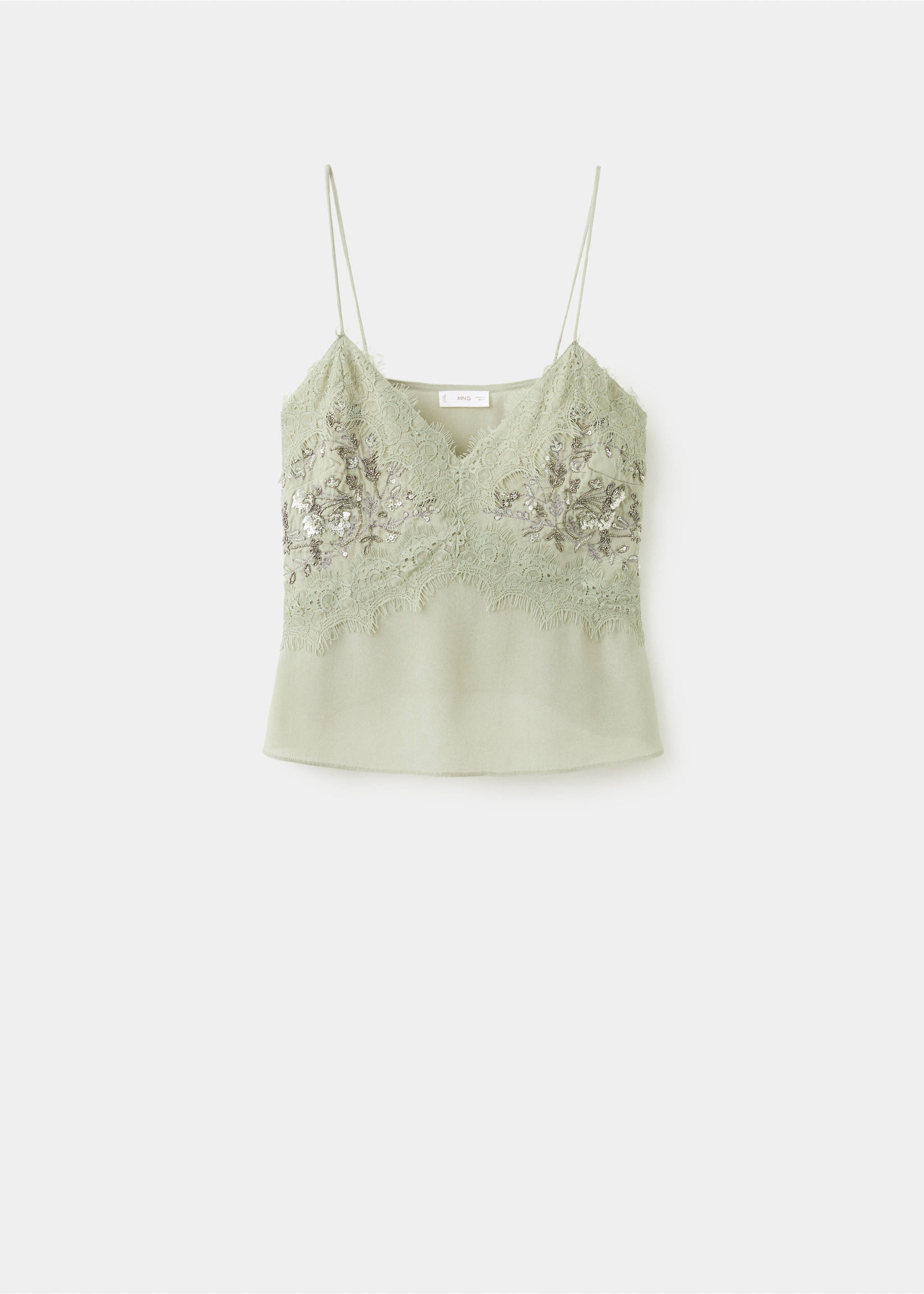 Embroidered appliqué top - Article without model, Green. Ref: 27047161-00.