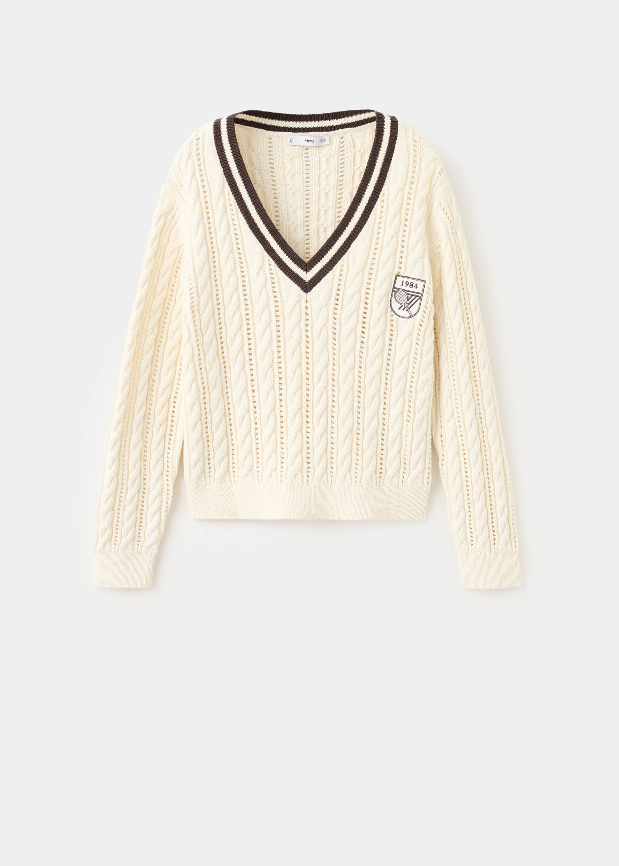 Cable knit jumper with contrasting collar - Article without model