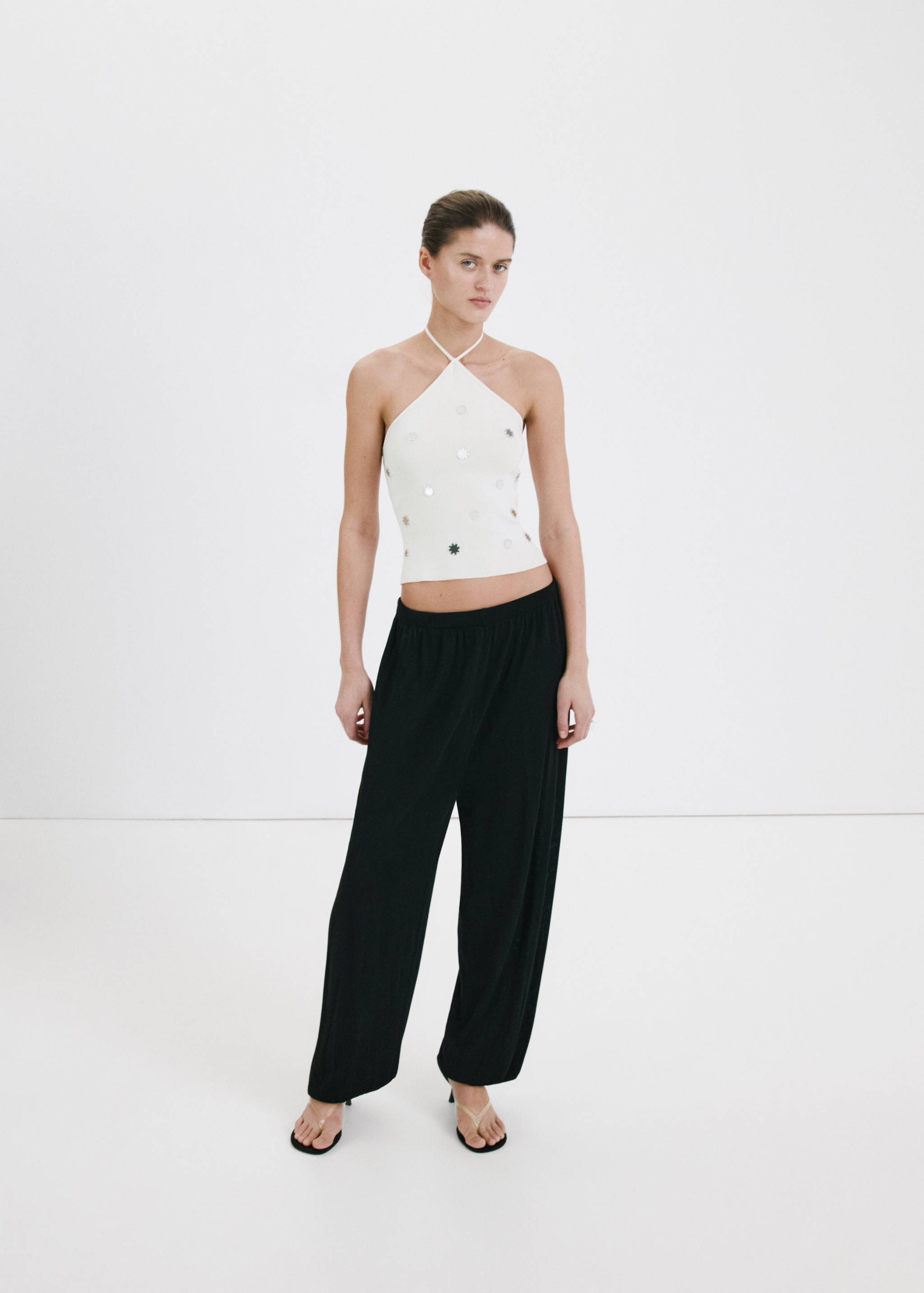 Halter top with metallic appliqués - General plane