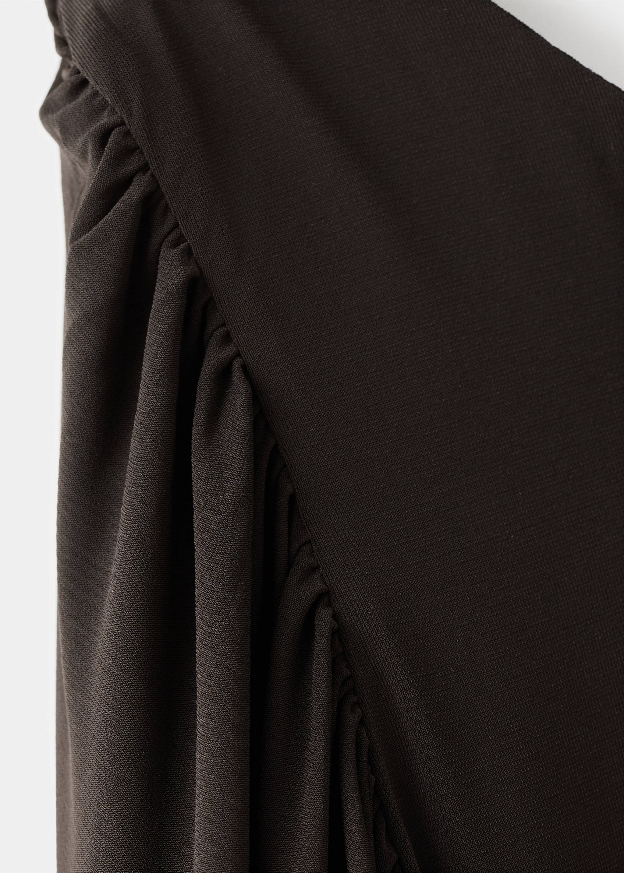 Asymmetrical cape dress - Details of the article 0, Brown. Ref: 27047168-00.