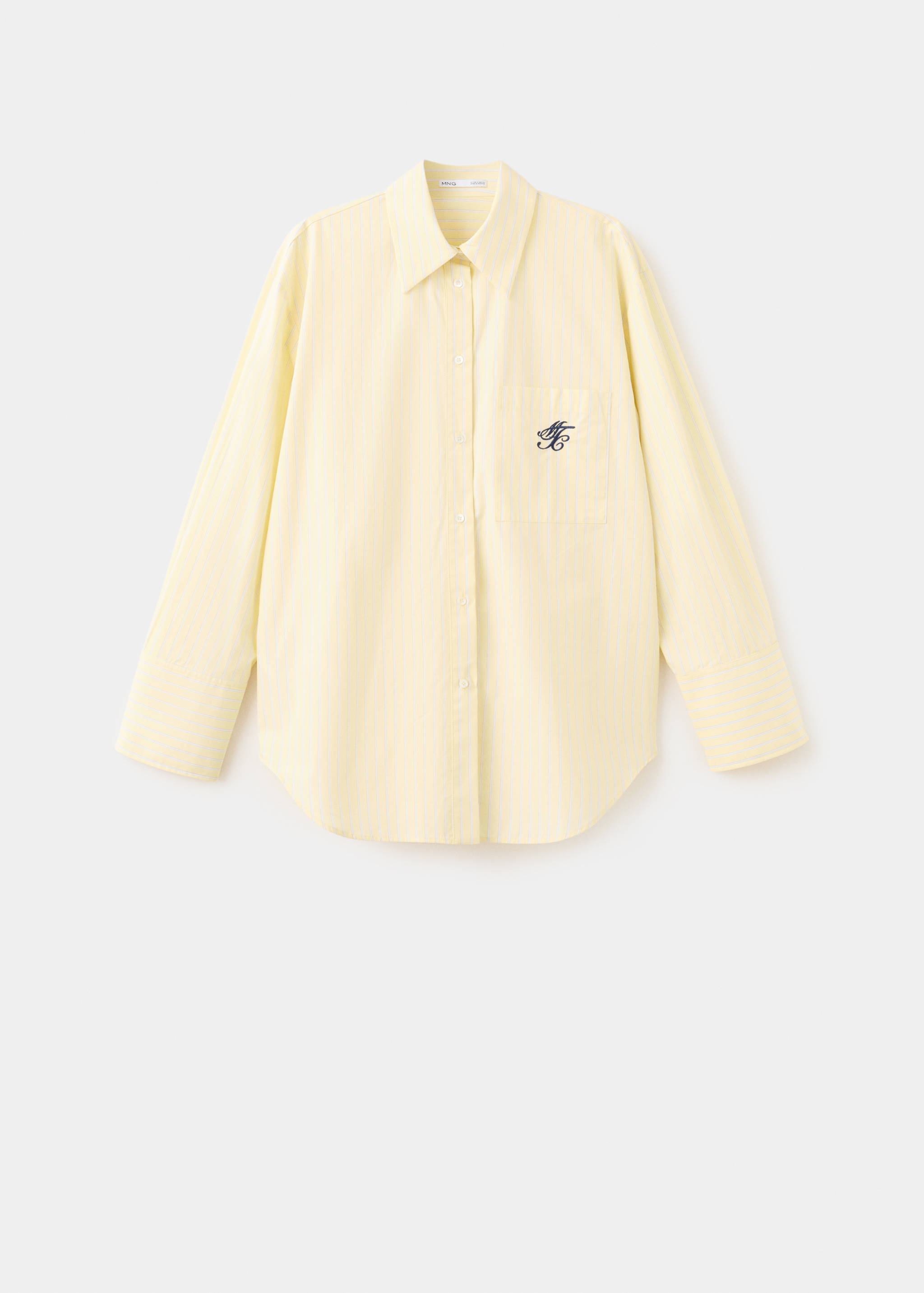 Striped poplin shirt with embroidered message - Article without model
