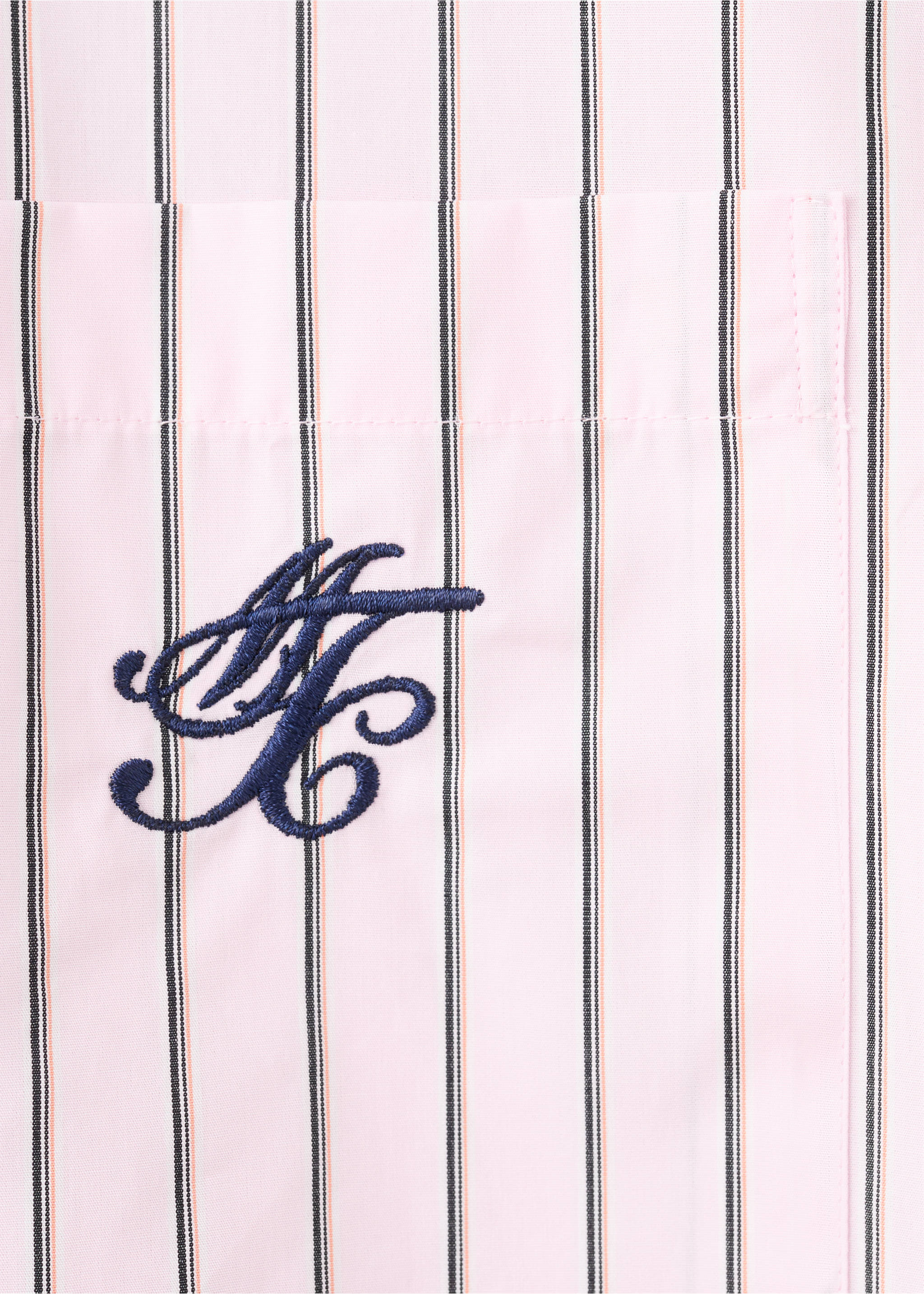 Striped poplin shirt with embroidered message - Details of the article 0, Pastel Pink. Ref: 27047169-00.