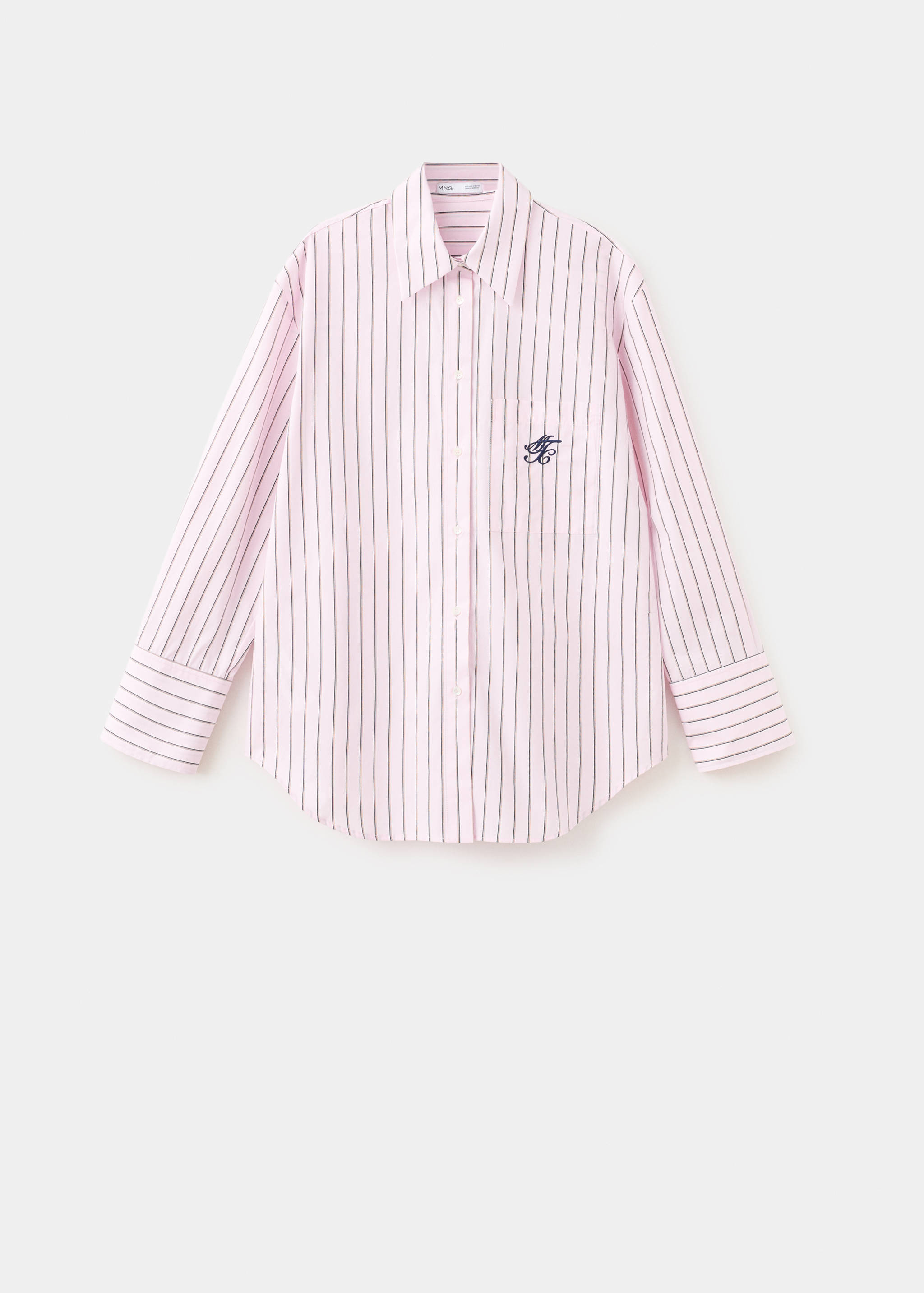Striped poplin shirt with embroidered message - Article without model