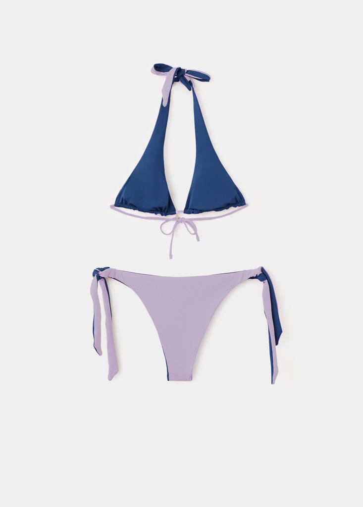 Reversible bikini with mid-rise bottoms — Lilac