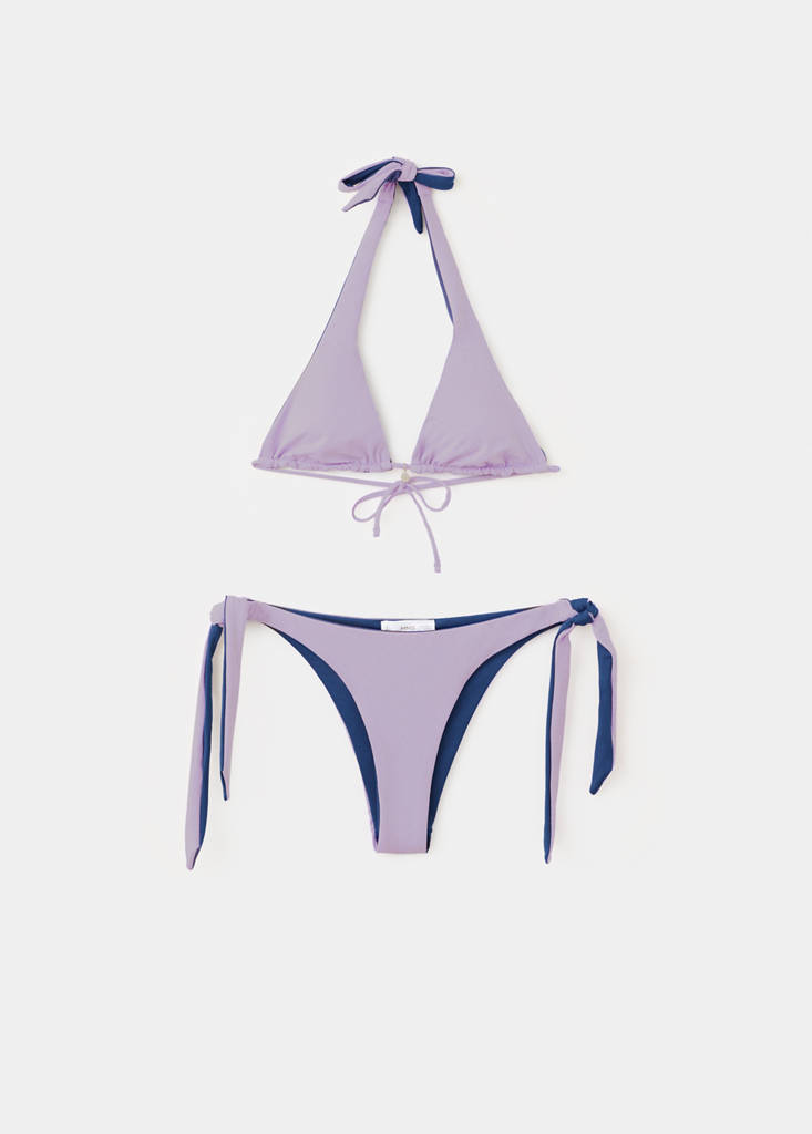 Reversible bikini with mid-rise bottoms — Lilac