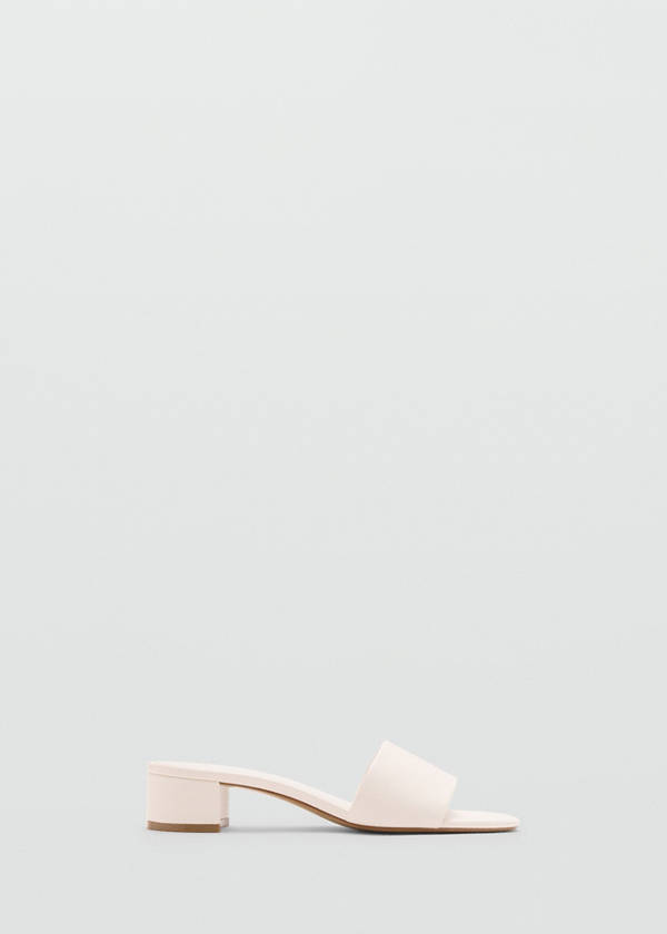Block-heel sandals with strap — Ecru
