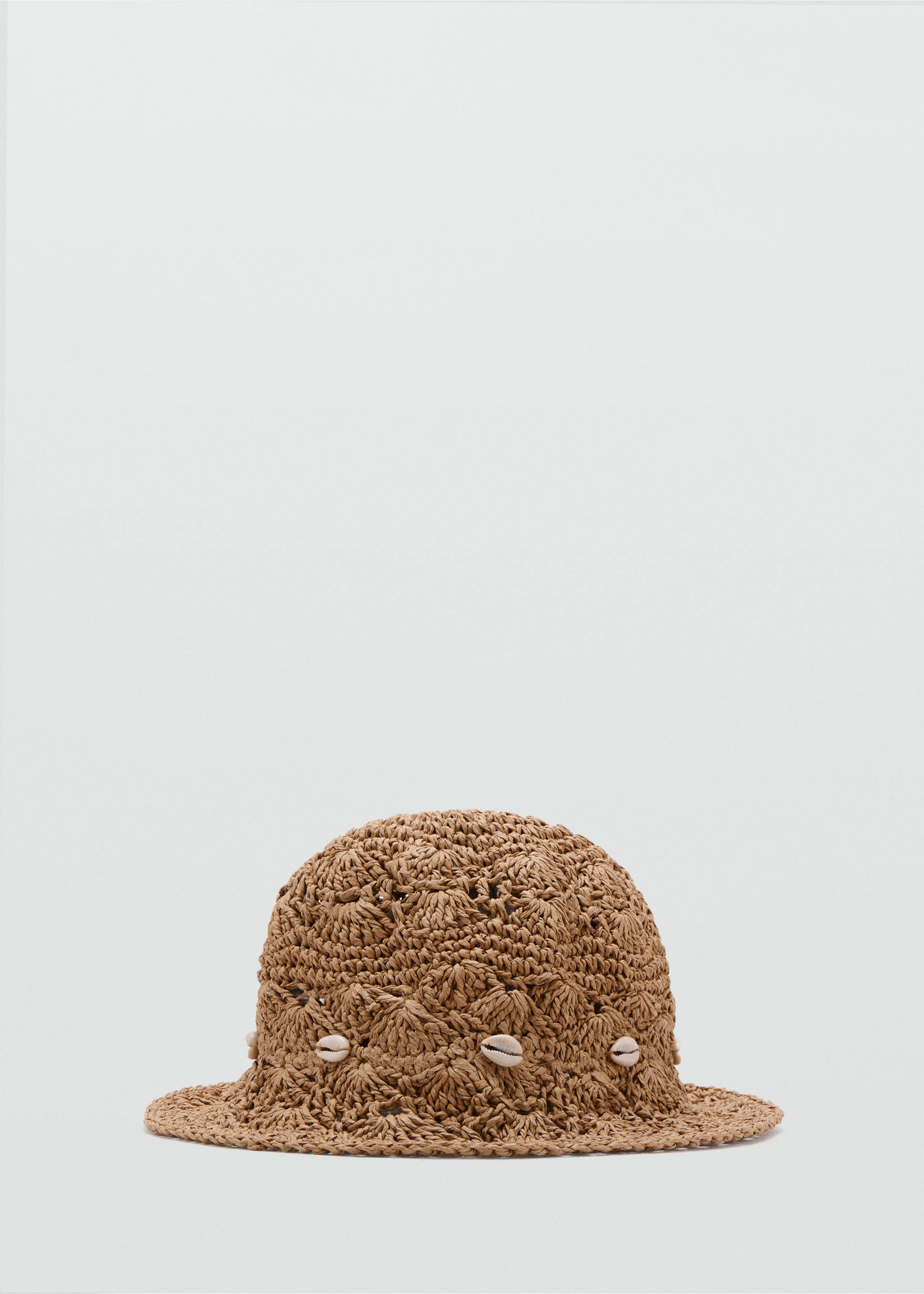 Raffia hat with shell detail - Article without model, Brown. Ref: 27047781-00.