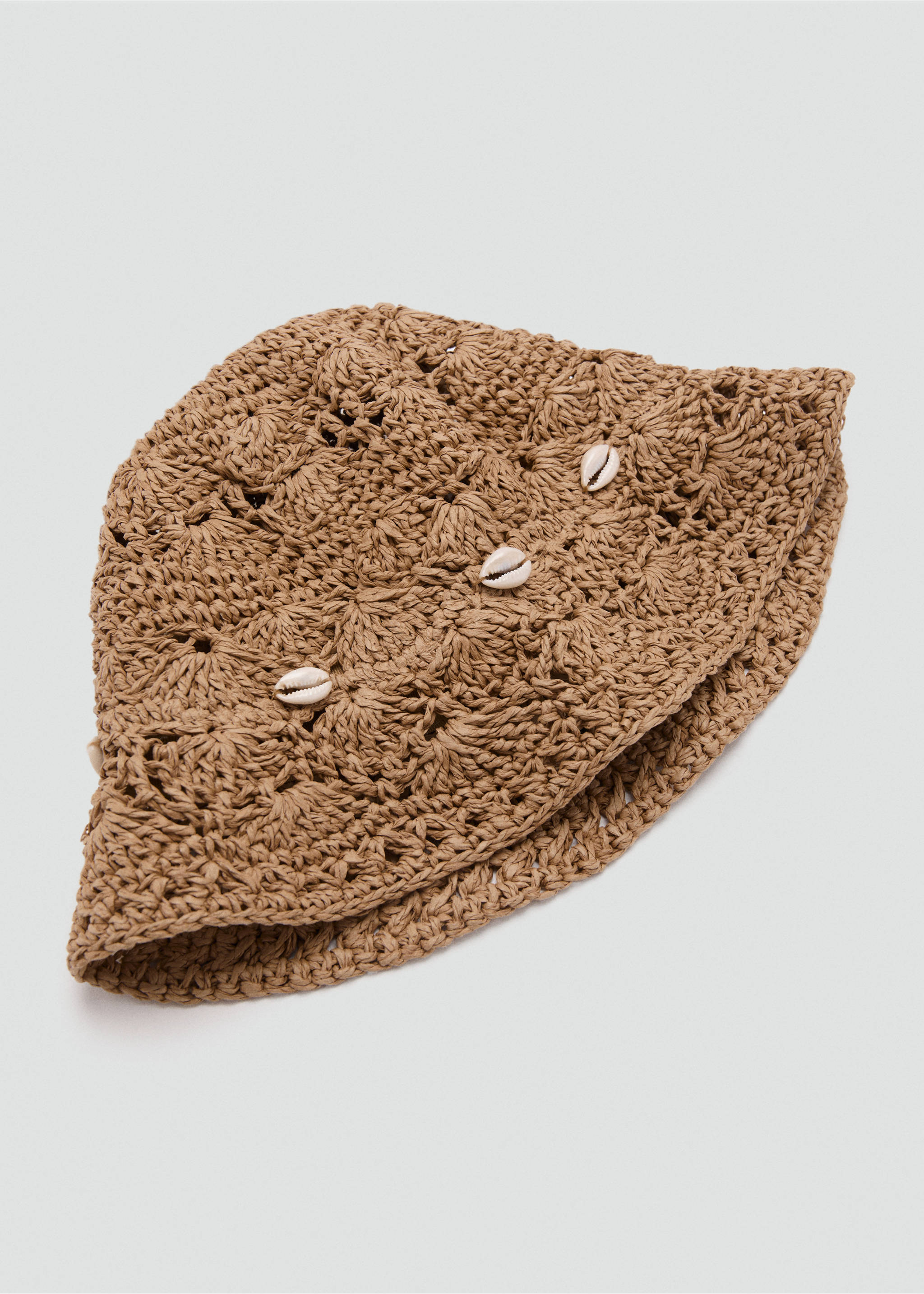 Raffia hat with shell detail - Details of the article 1, Brown. Ref: 27047781-00.