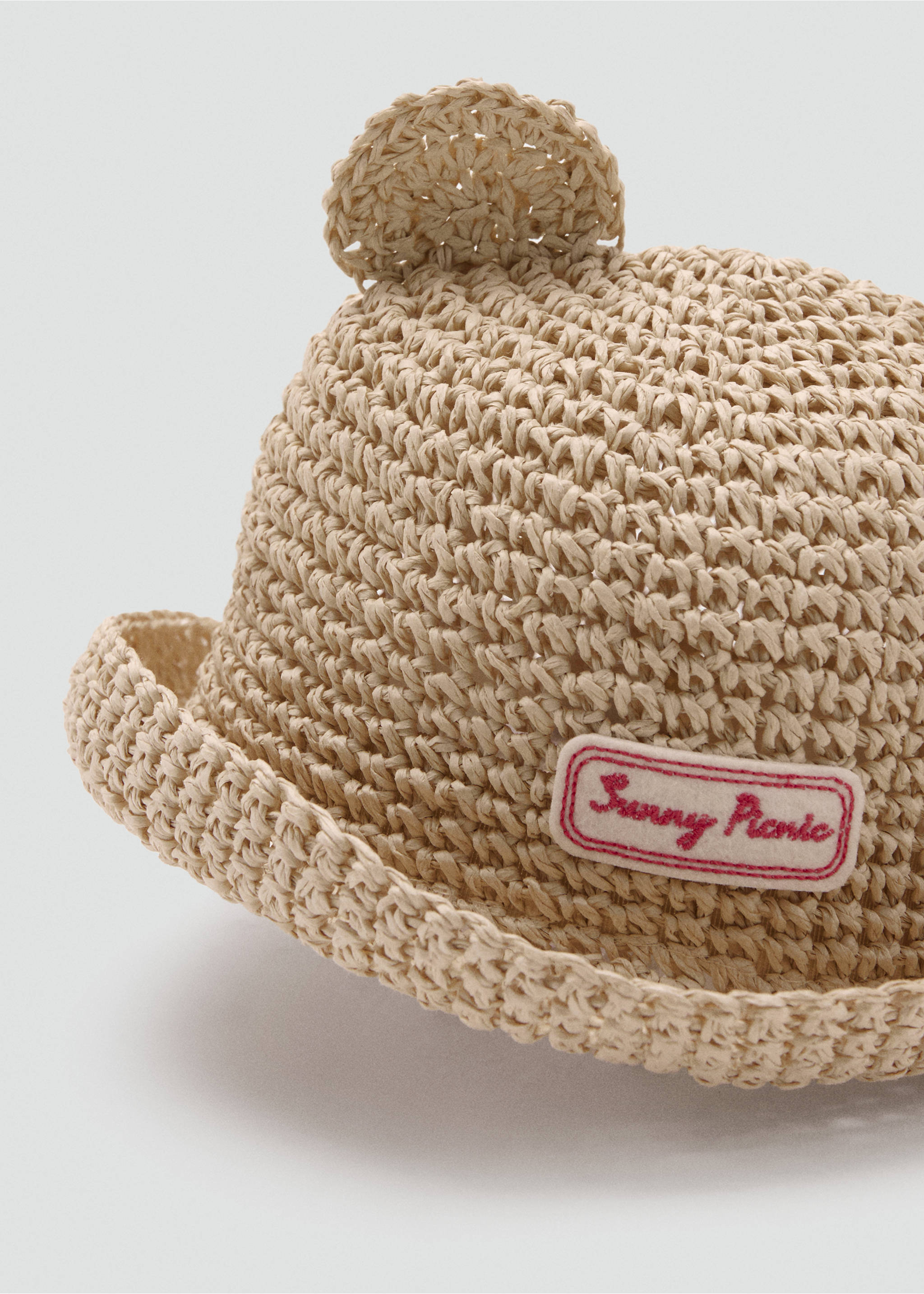 Natural fibre hat with little ears - Details of the article 1, Sand. Ref: 27047782-00.