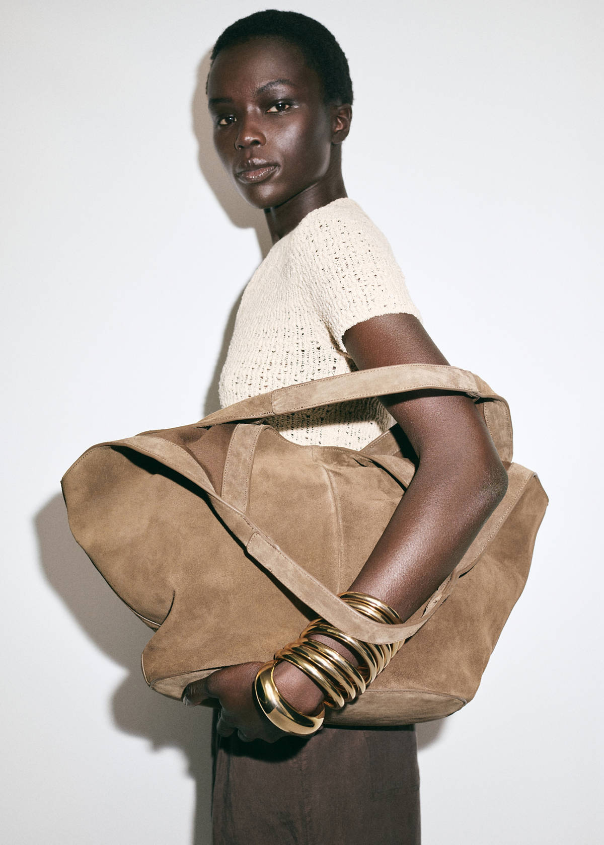 Suede shoulder bag — Brown