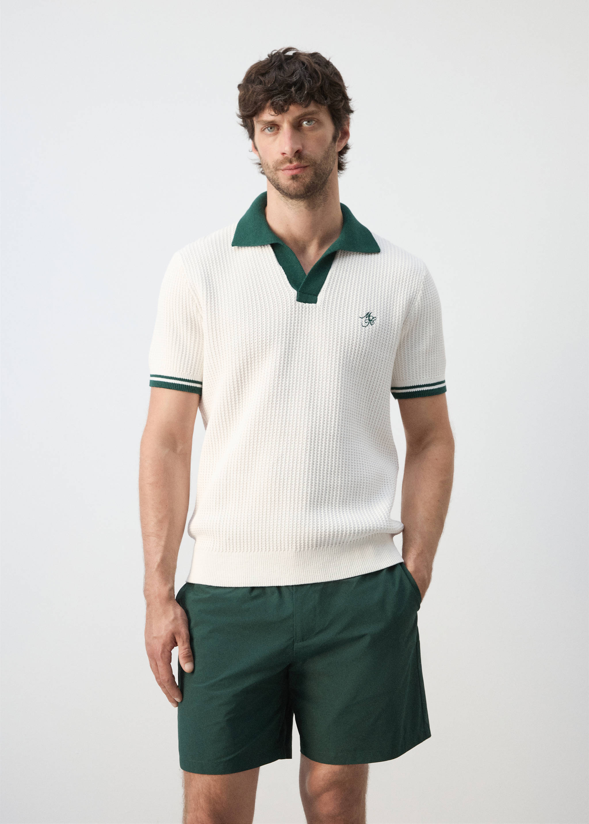 Cotton structured polo shirt - Medium plane