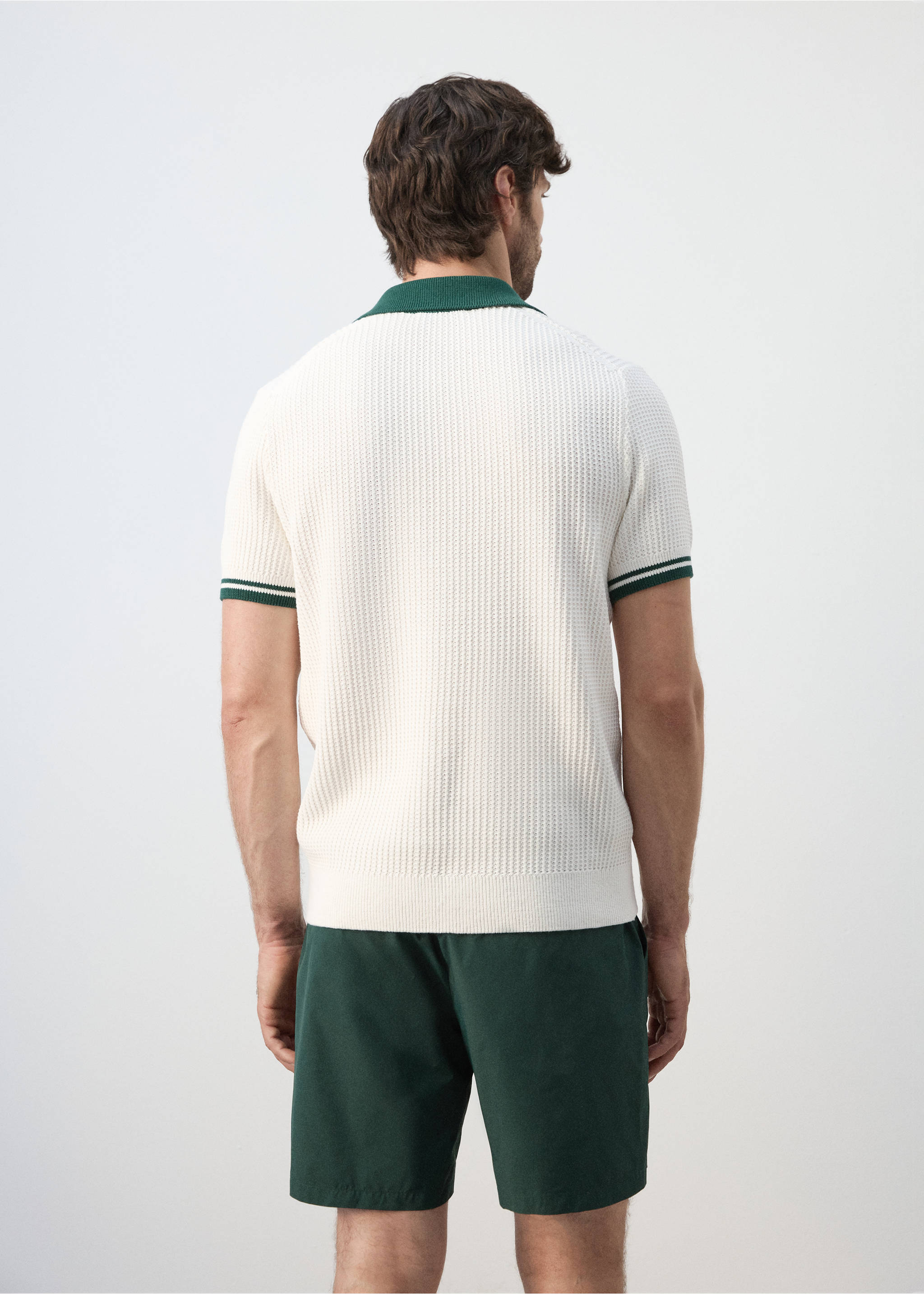 Cotton structured polo shirt - Reverse of the article, Off White. Ref: 27047790-00.