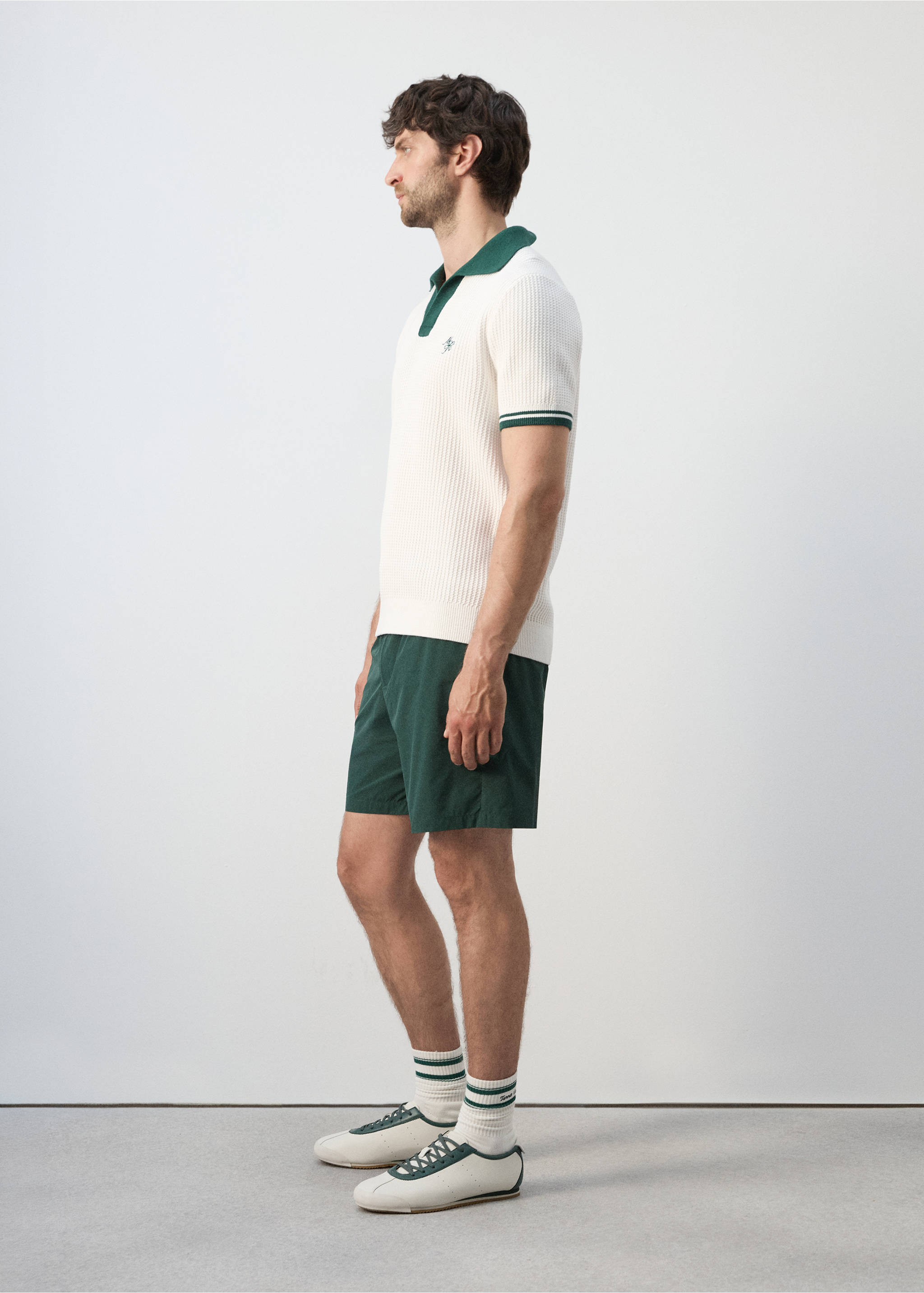 Cotton structured polo shirt - Details of the article 2, Off White. Ref: 27047790-00.