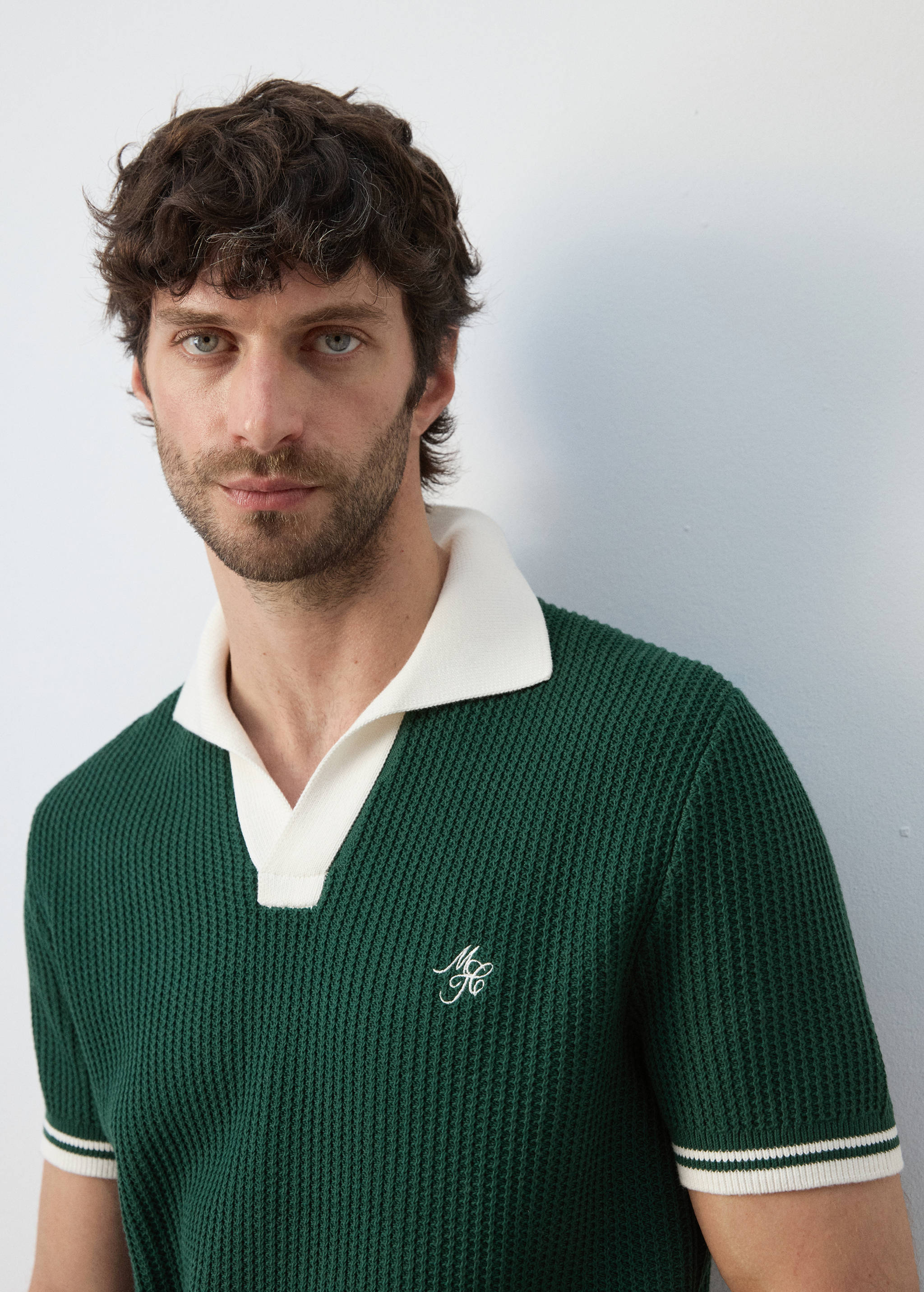 Cotton structured polo shirt - Details of the article 1