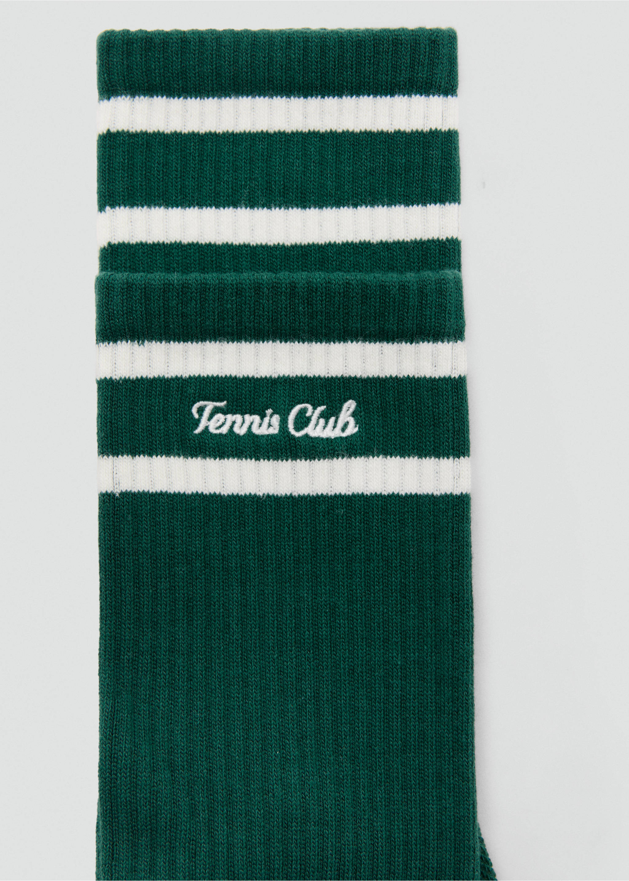 جوارب مخططة بنص مطرز - رؤية وسط, أخضر غامق. Ref: 27047792-00.