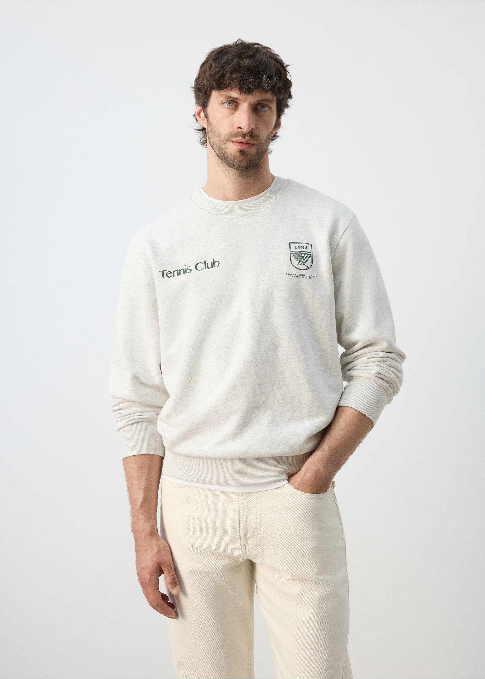 100% cotton polo sweatshirt - Medium plane, Grey. Ref: 27047794-00.