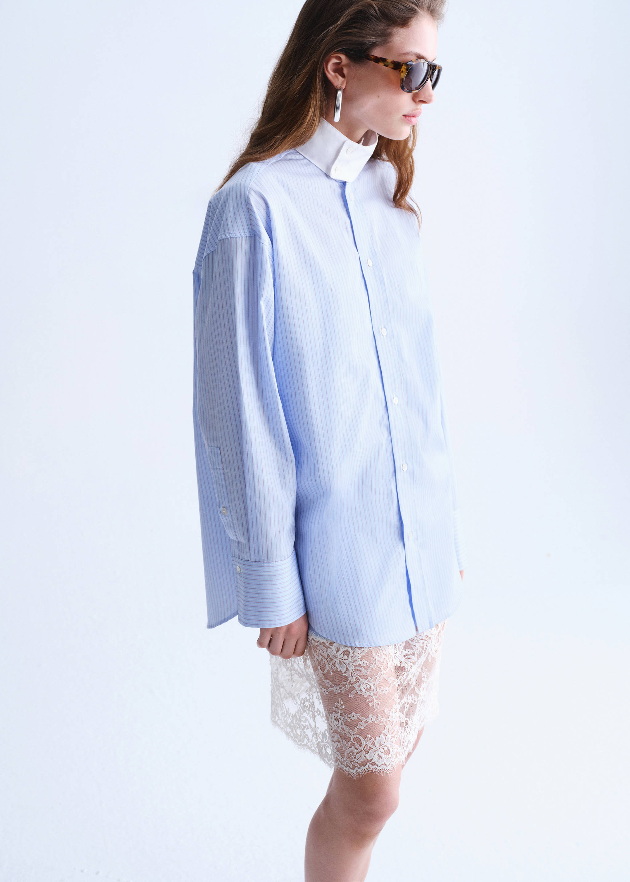 Poplin funnel neck shirt - Medium plane