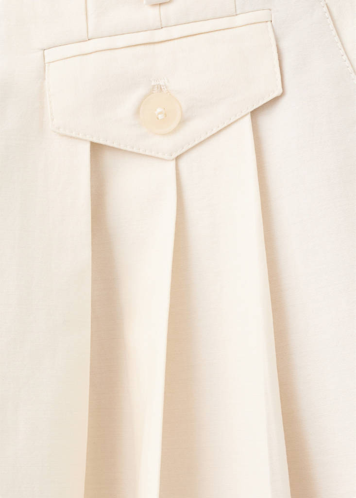 Straight cotton trousers with pleats — Ecru