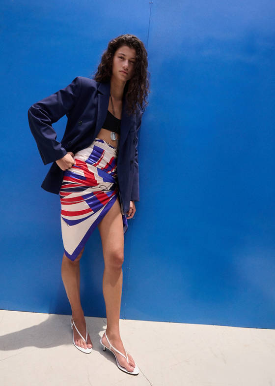 Çift düğmeli kumaş blazer ceket