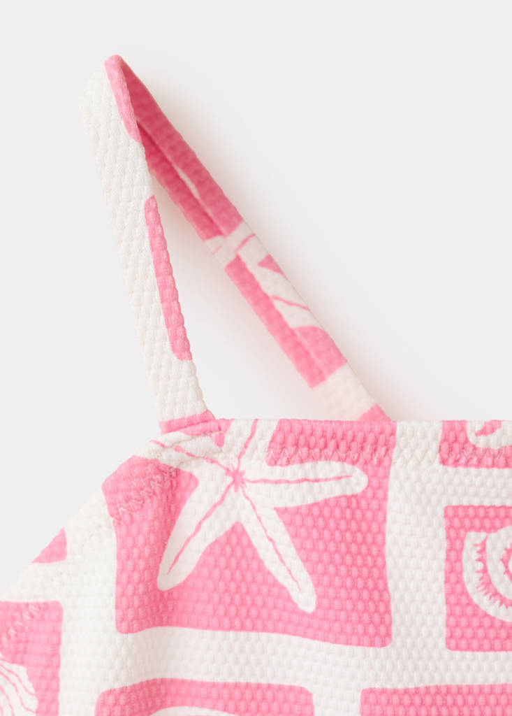 Marine-print swimsuit — Pink
