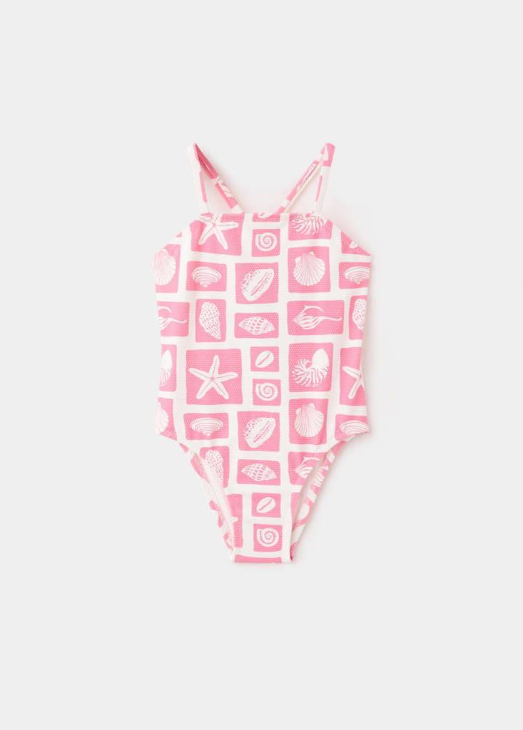 Marine-print swimsuit — Pink