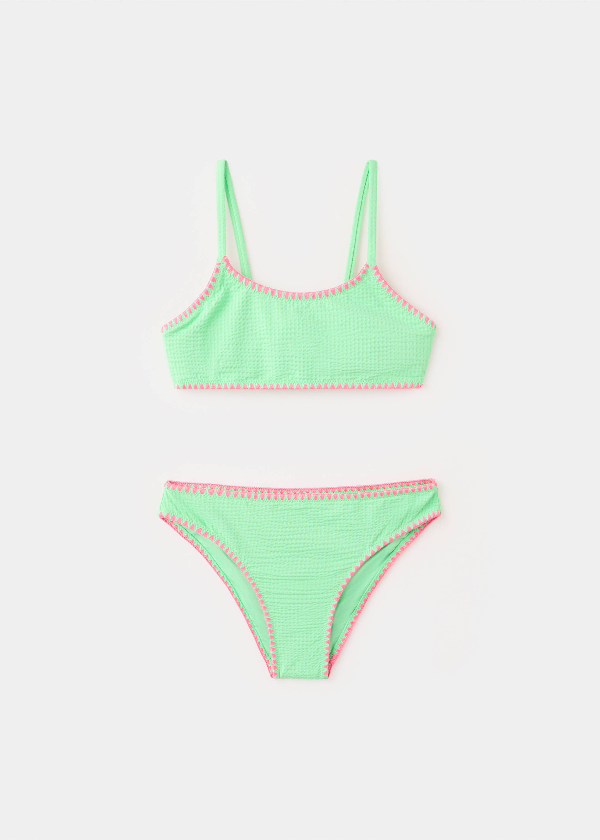 Ribbed trim bikini - Article without model, Mint Green. Ref: 27047894-00.