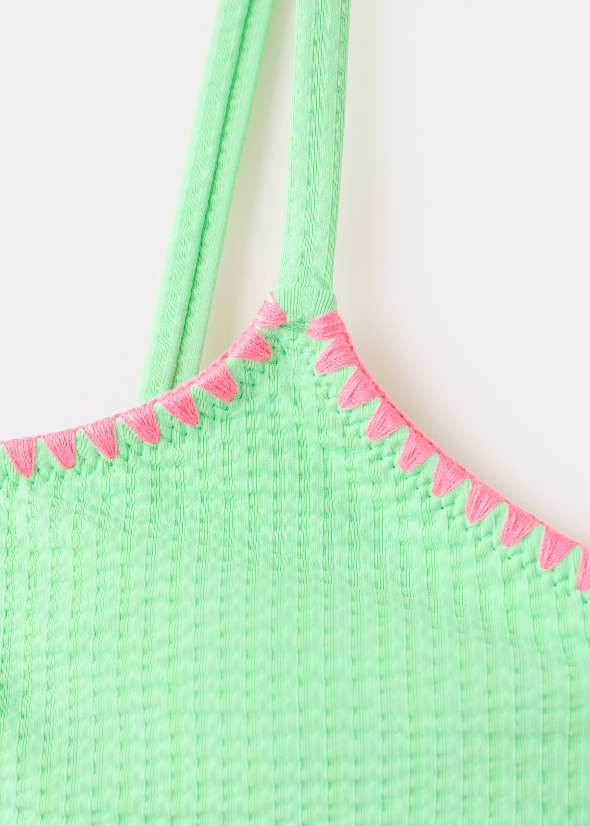 Ribbed trim bikini - Details of the article 8, Mint Green. Ref: 27047894-00.