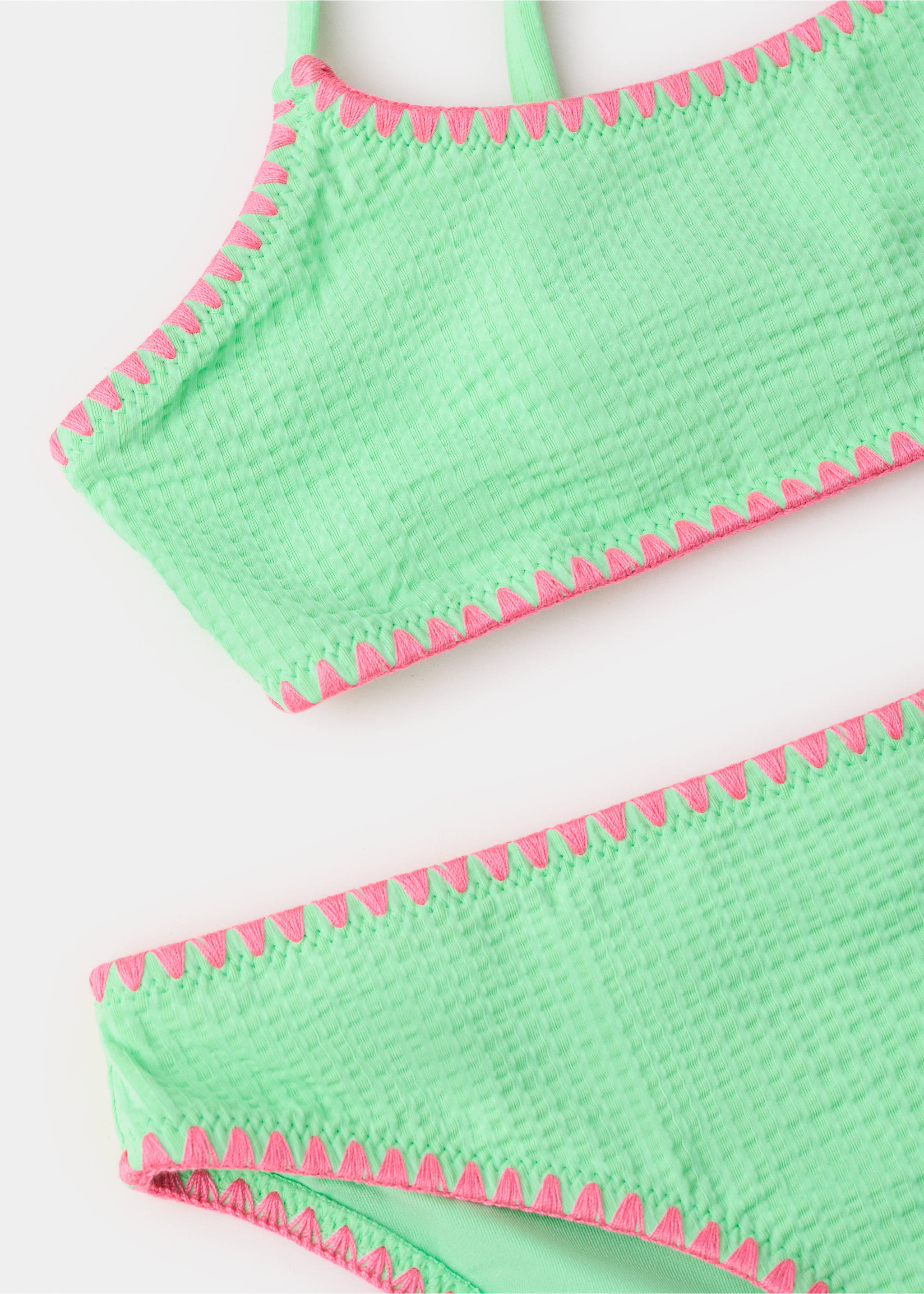 Ribbed trim bikini - Details of the article 0, Mint Green. Ref: 27047894-00.