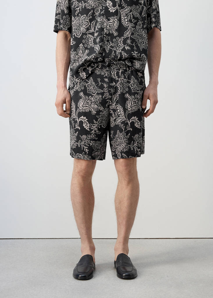 Printed slim fit bermuda shorts — Black