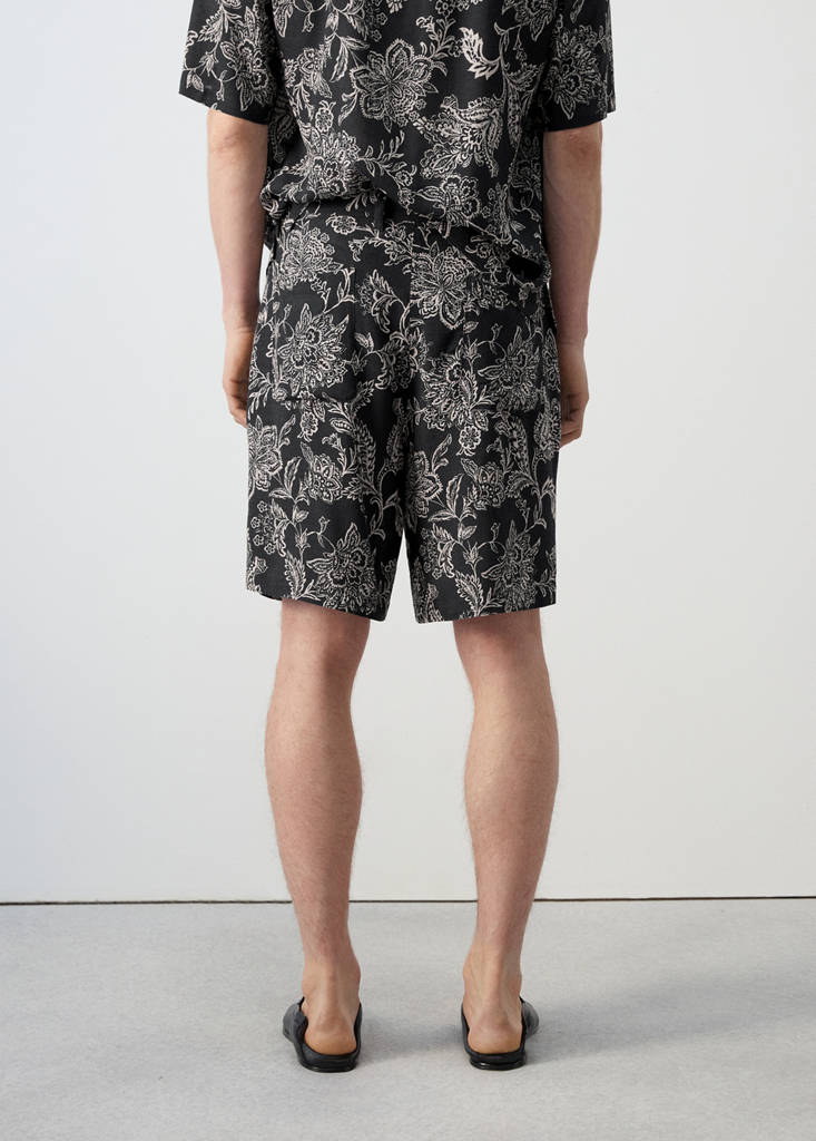 Printed slim fit bermuda shorts — Black