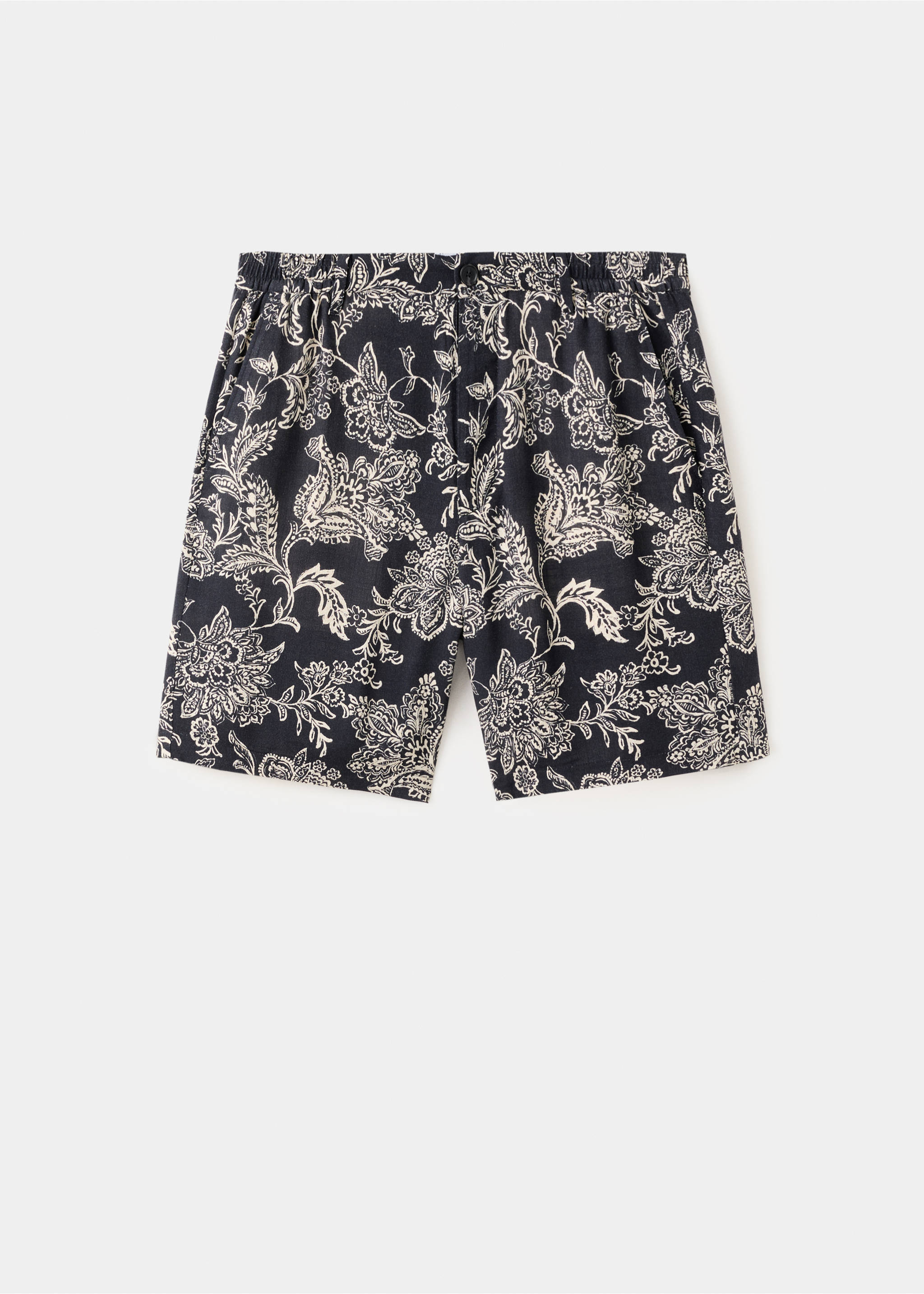 Printed slim fit bermuda shorts - Article without model, Black. Ref: 27047895-00.