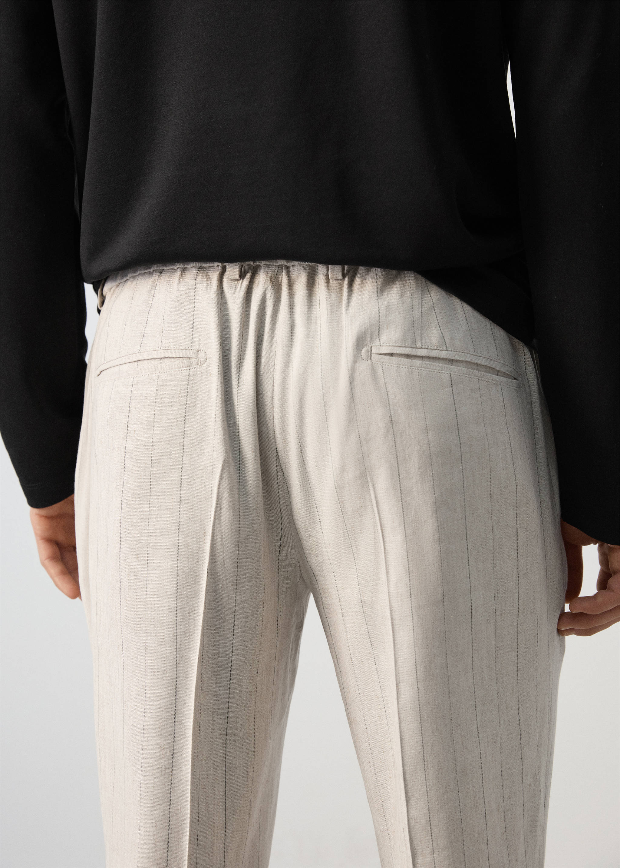 بنطلون سليم فيت مخطط من الكتان - تفاصيل المنتج 6