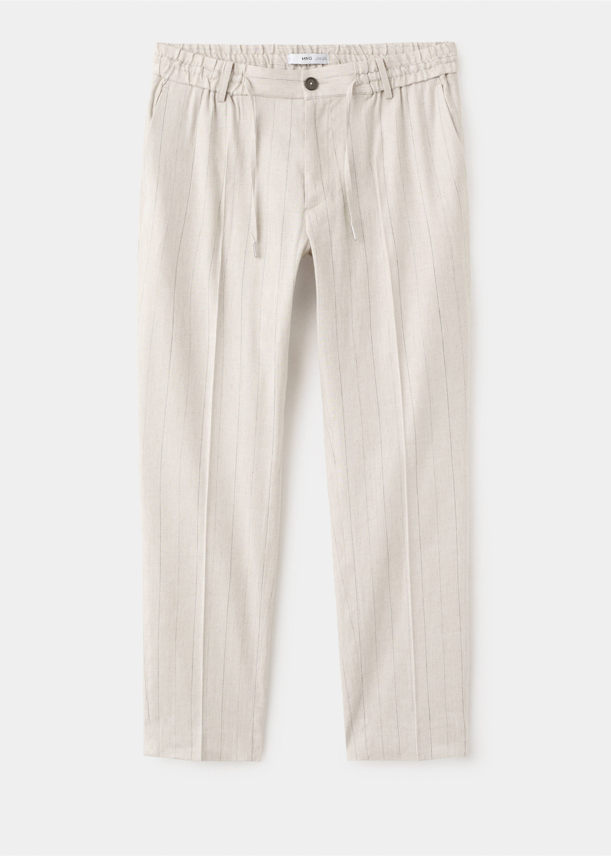 بنطلون سليم فيت مخطط من الكتان - منتج دون نموذج, بيج. Ref: 27047896-00.