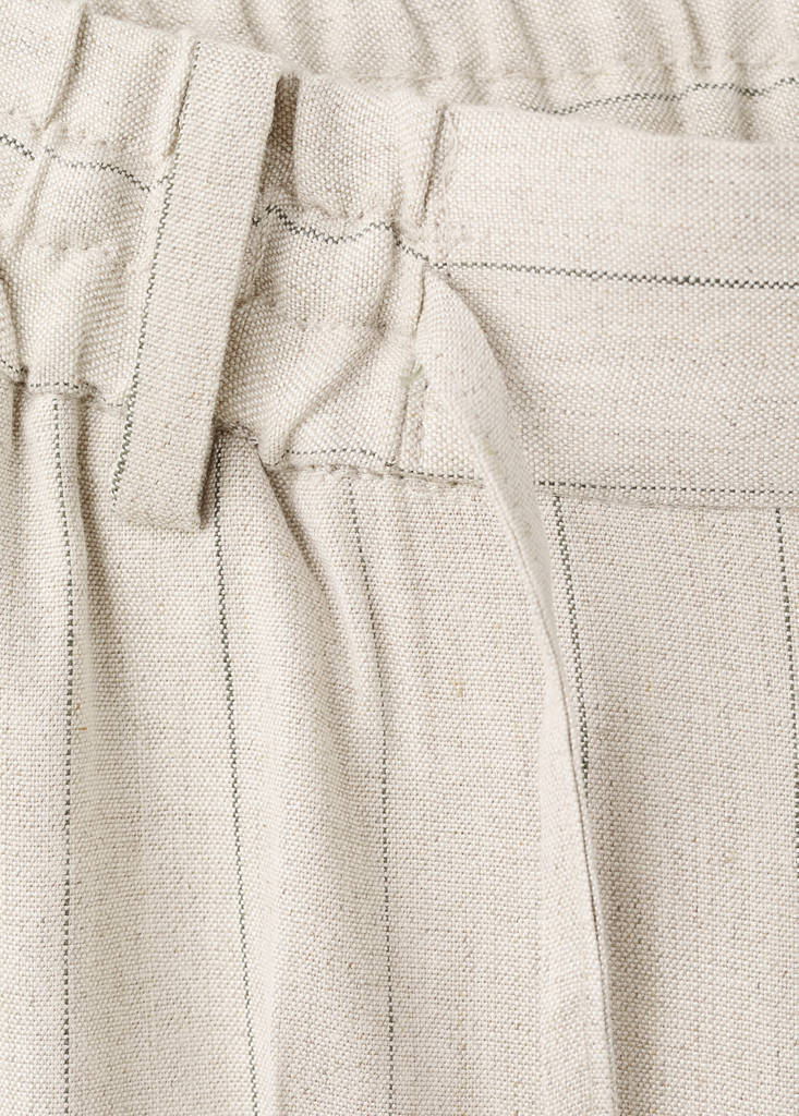 Striped slim-fit linen trousers — Beige